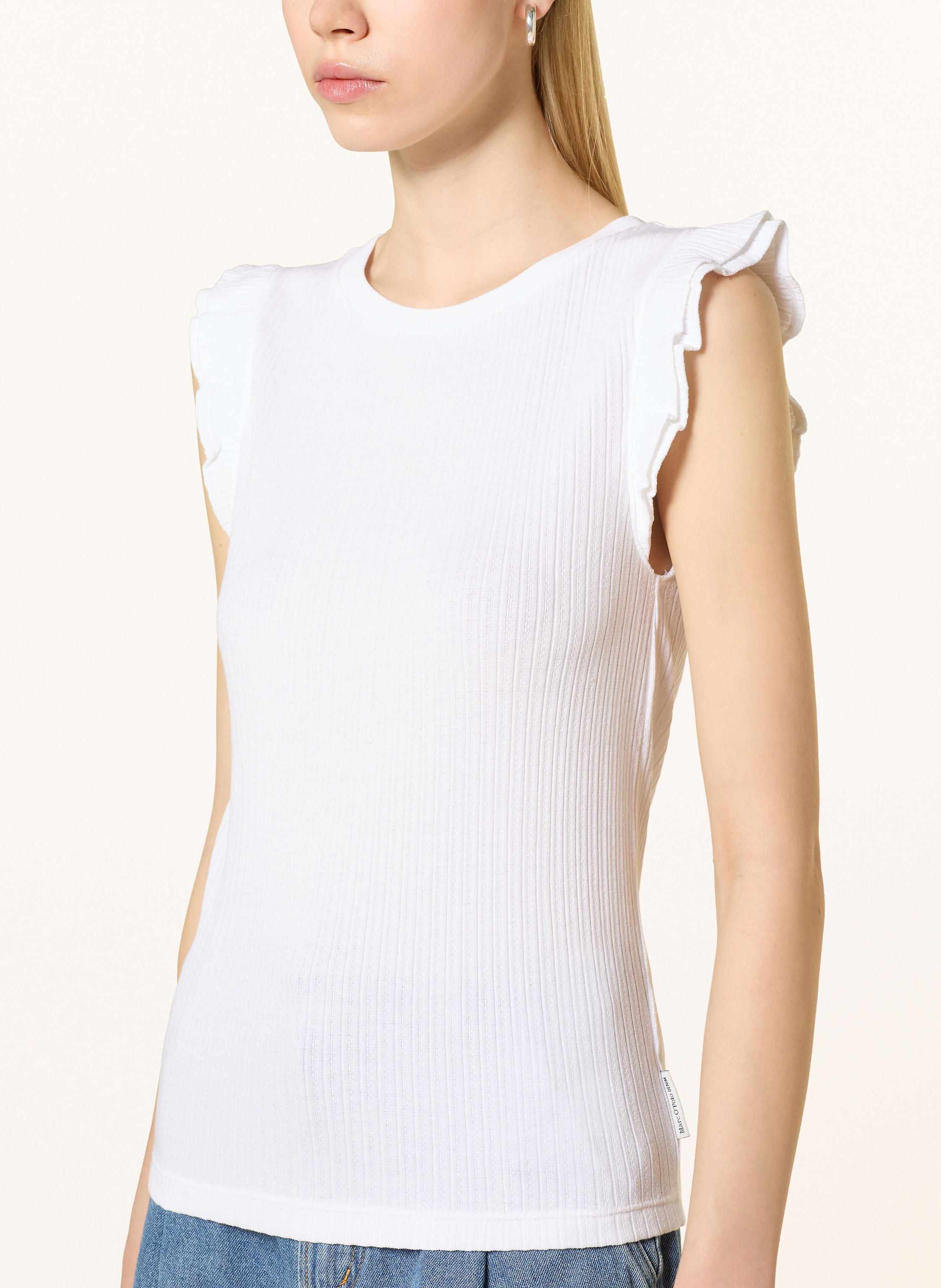 Thumbnail - Marc O'polo Denim T-Shirt Mit Rüschen weiss