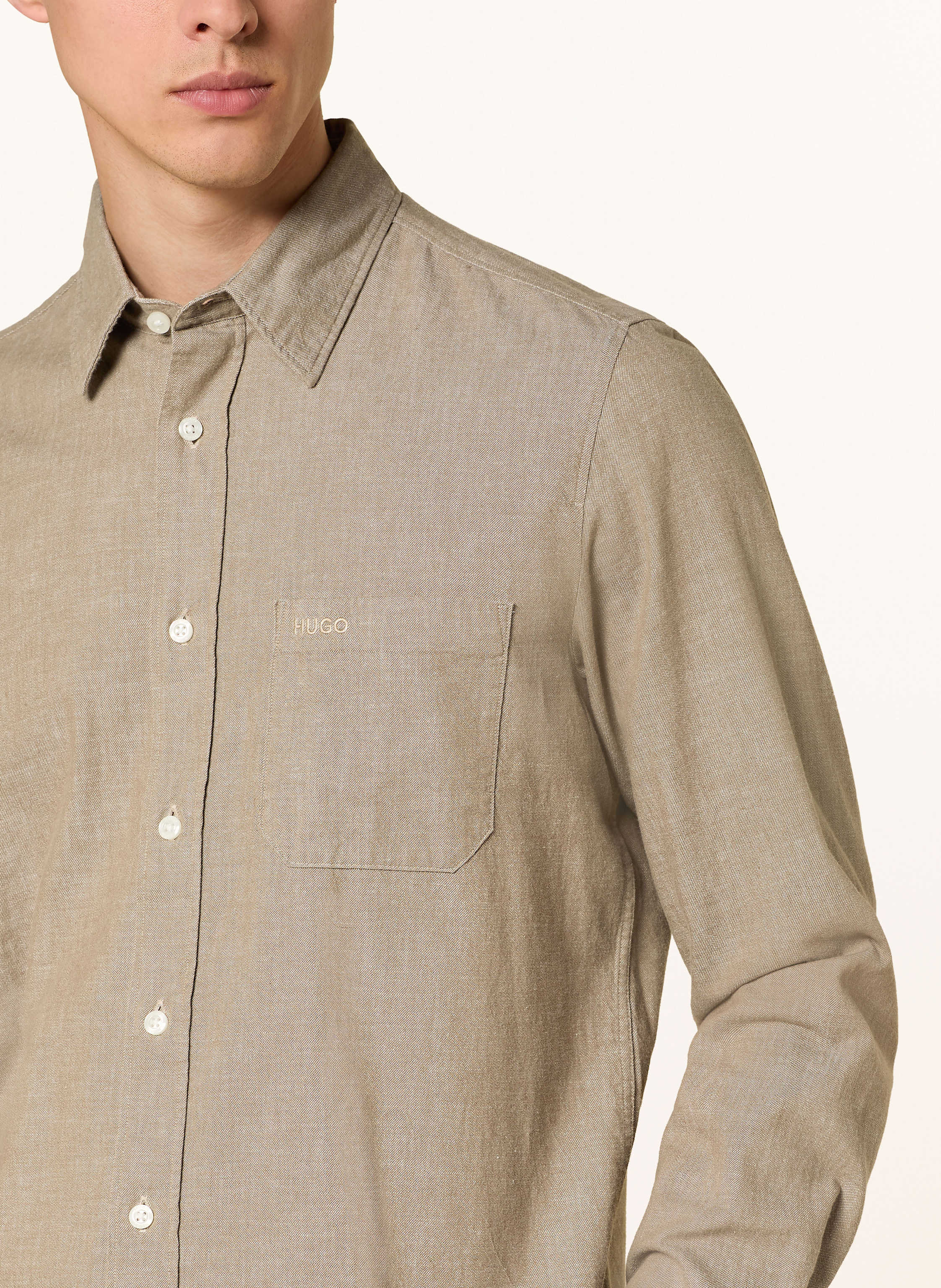 Thumbnail - Hugo Hemd Ermano Straight Fit braun