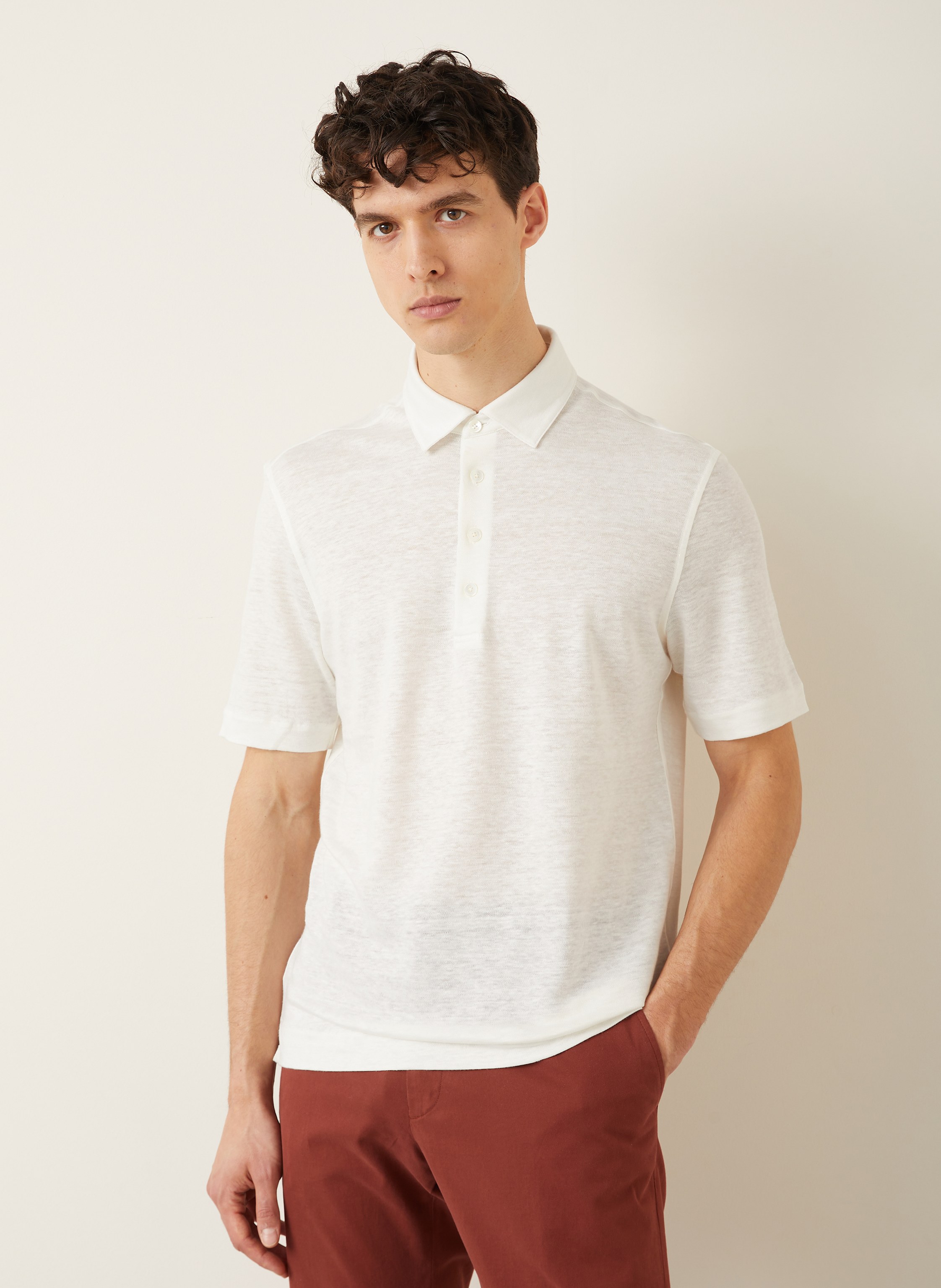 Thumbnail - Zegna Leinen-Poloshirt weiss