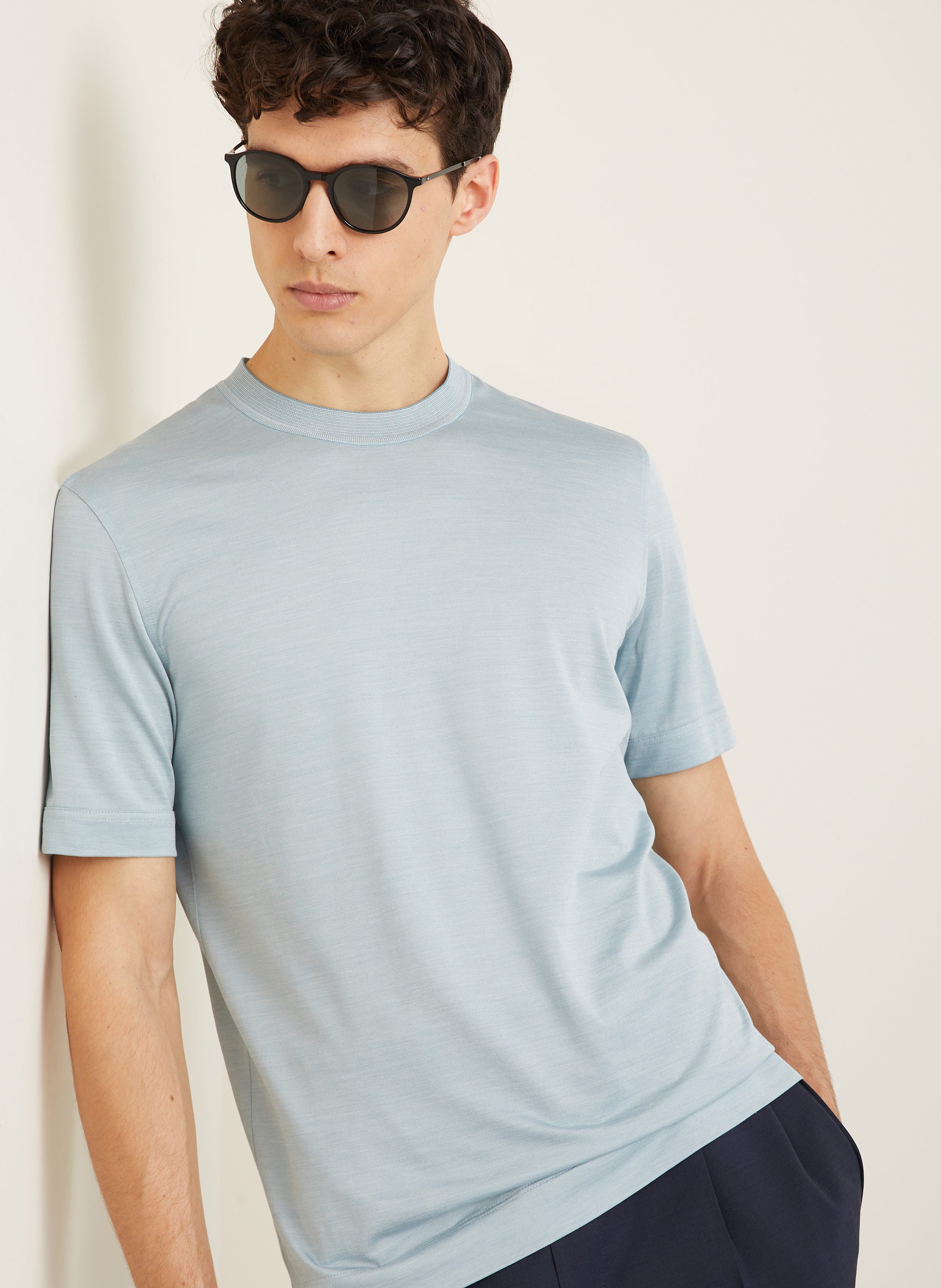 Thumbnail - Zegna T-Shirt Mit Seide blau
