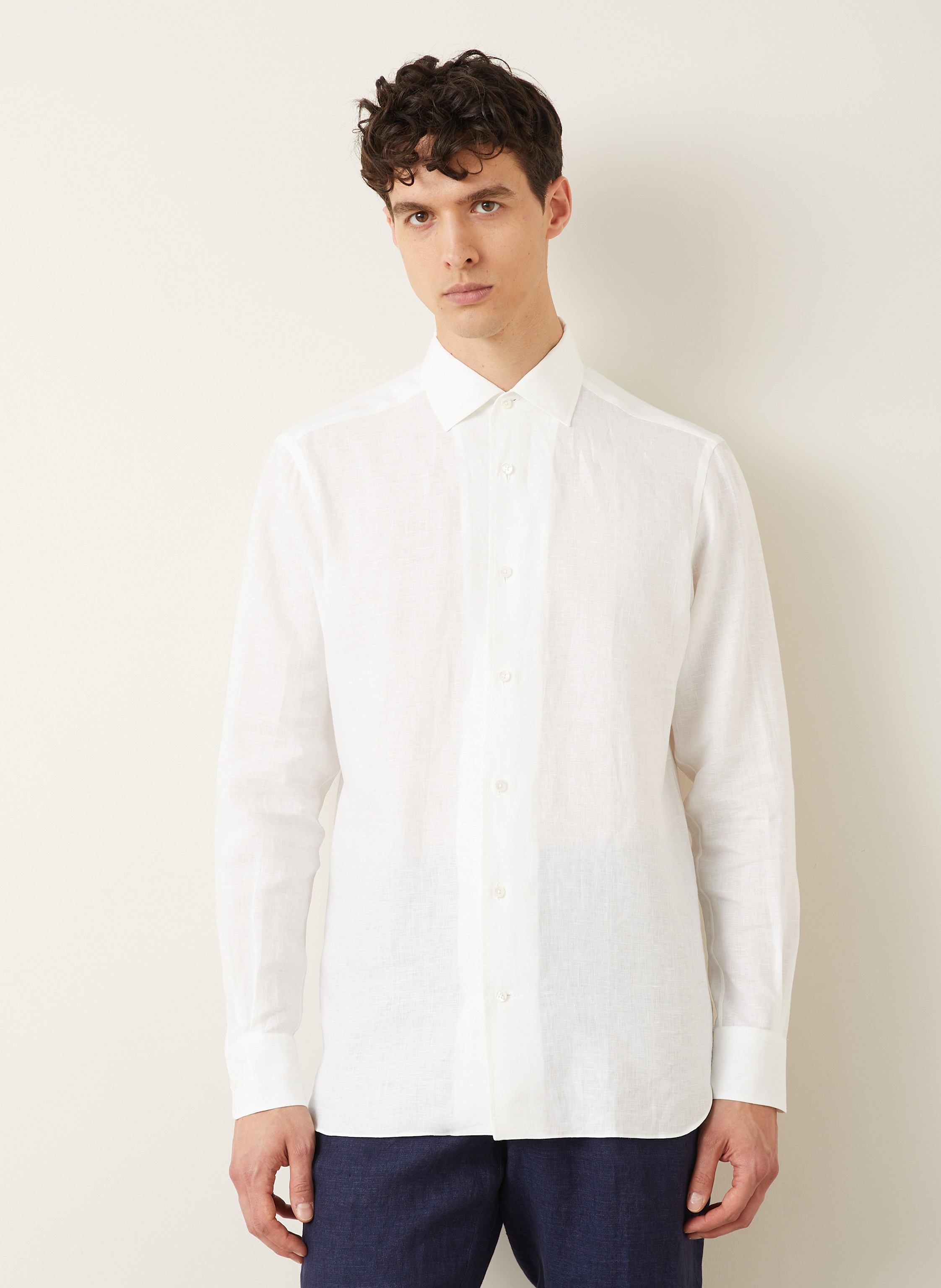 Thumbnail - Zegna Leinenhemd Regular Fit weiss