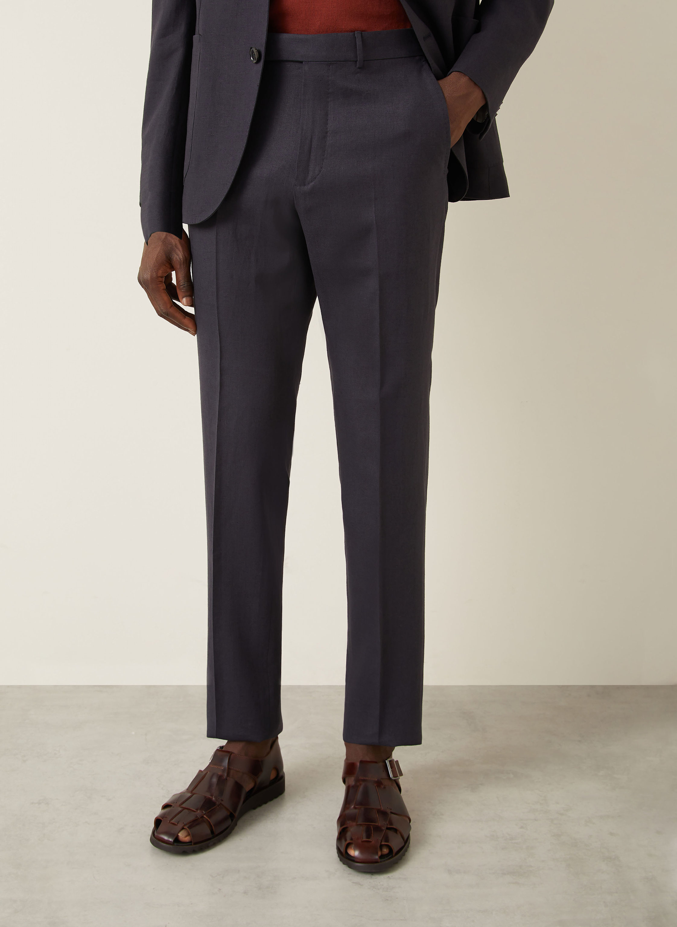 Thumbnail - Zegna Anzughose Regular Fit Aus Leinen blau
