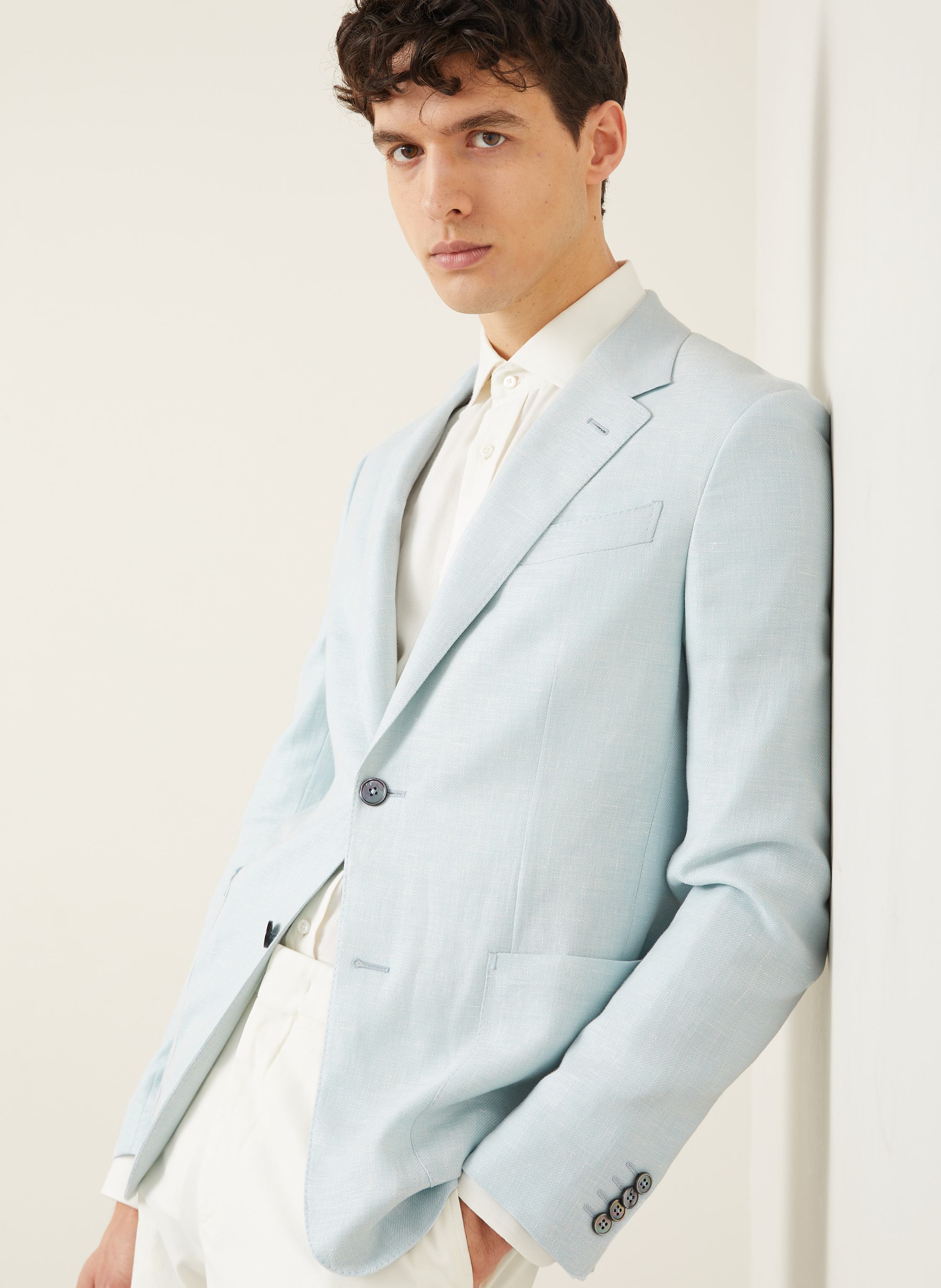 Thumbnail - Zegna Sakko Extra Slim Fit Mit Leinen blau