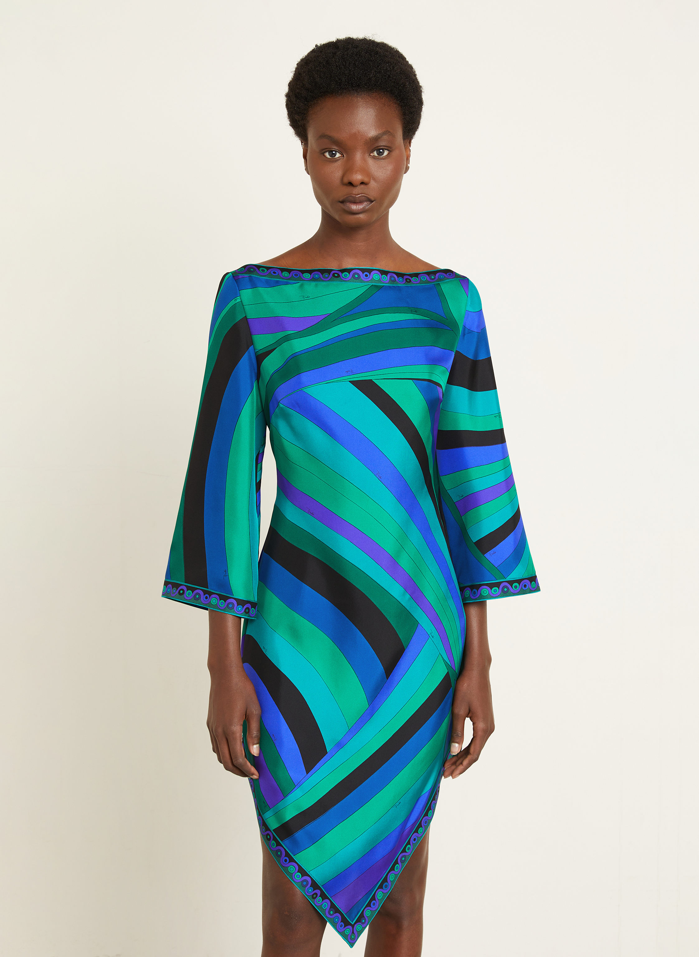 Thumbnail - Pucci Seidenkleid Mit 3/4-Arm blau
