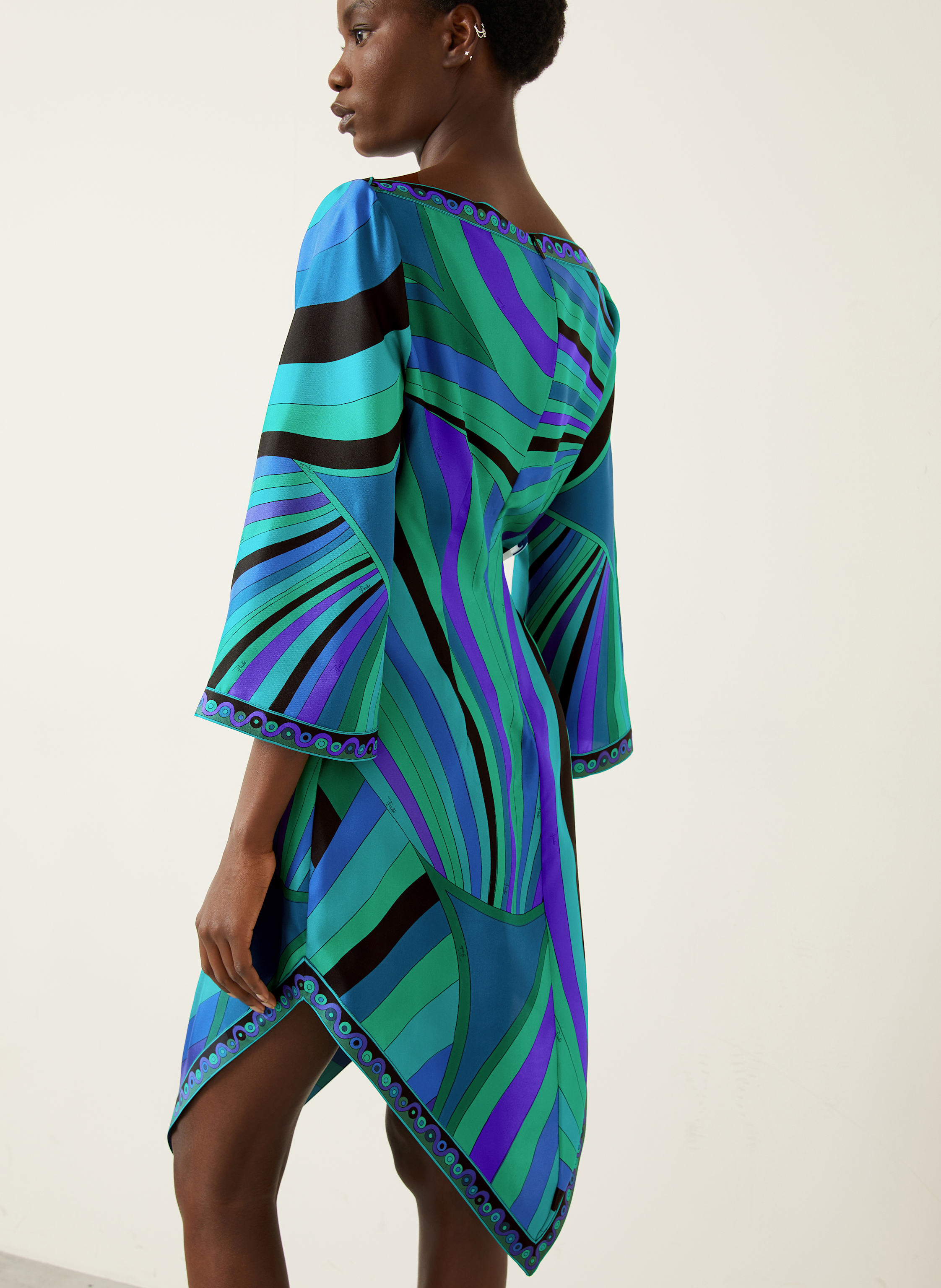 Thumbnail - Pucci Seidenkleid Mit 3/4-Arm blau
