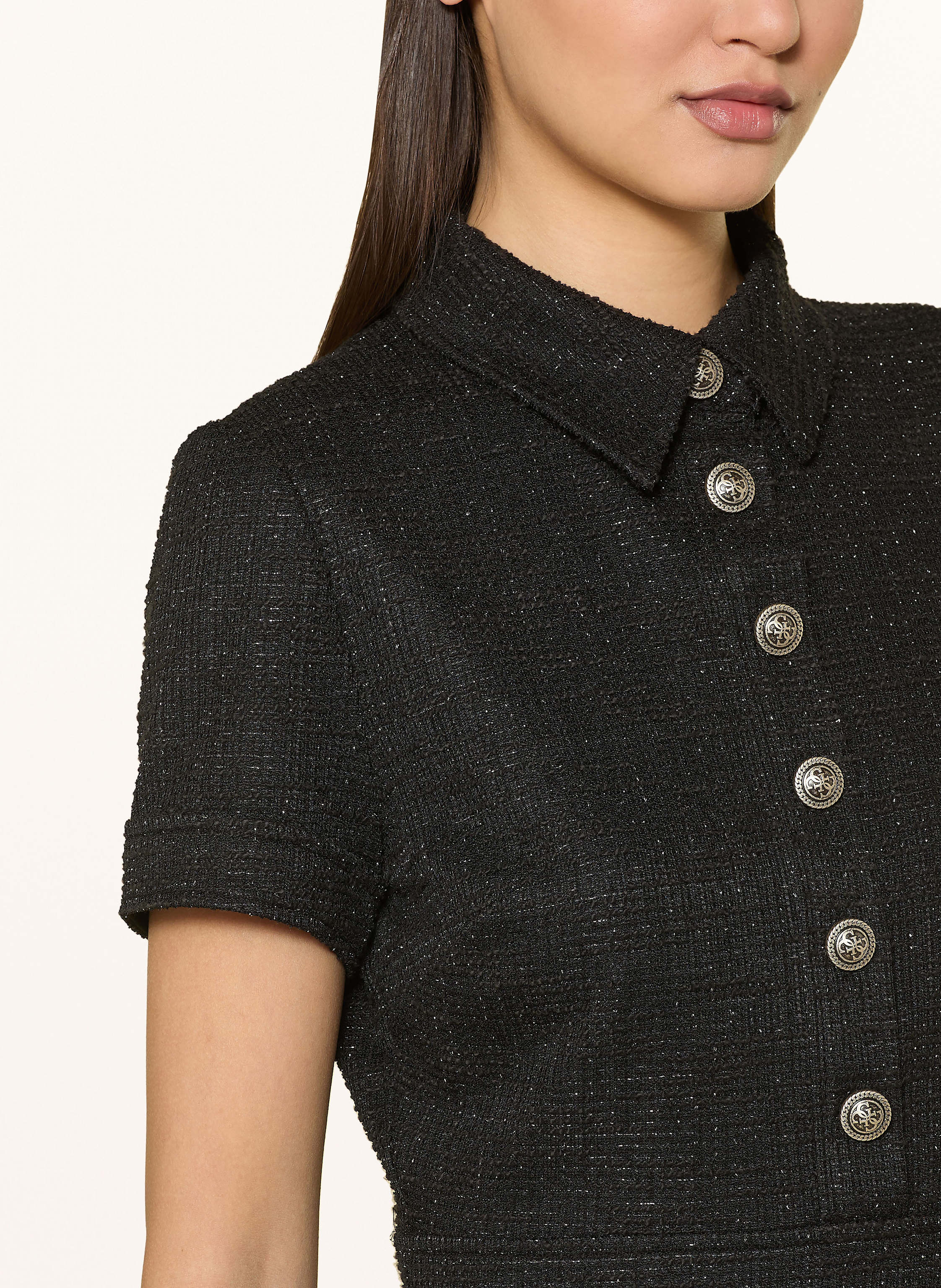 Thumbnail - Guess Tweed-Kleid Tamara Mit Glitzergarn schwarz