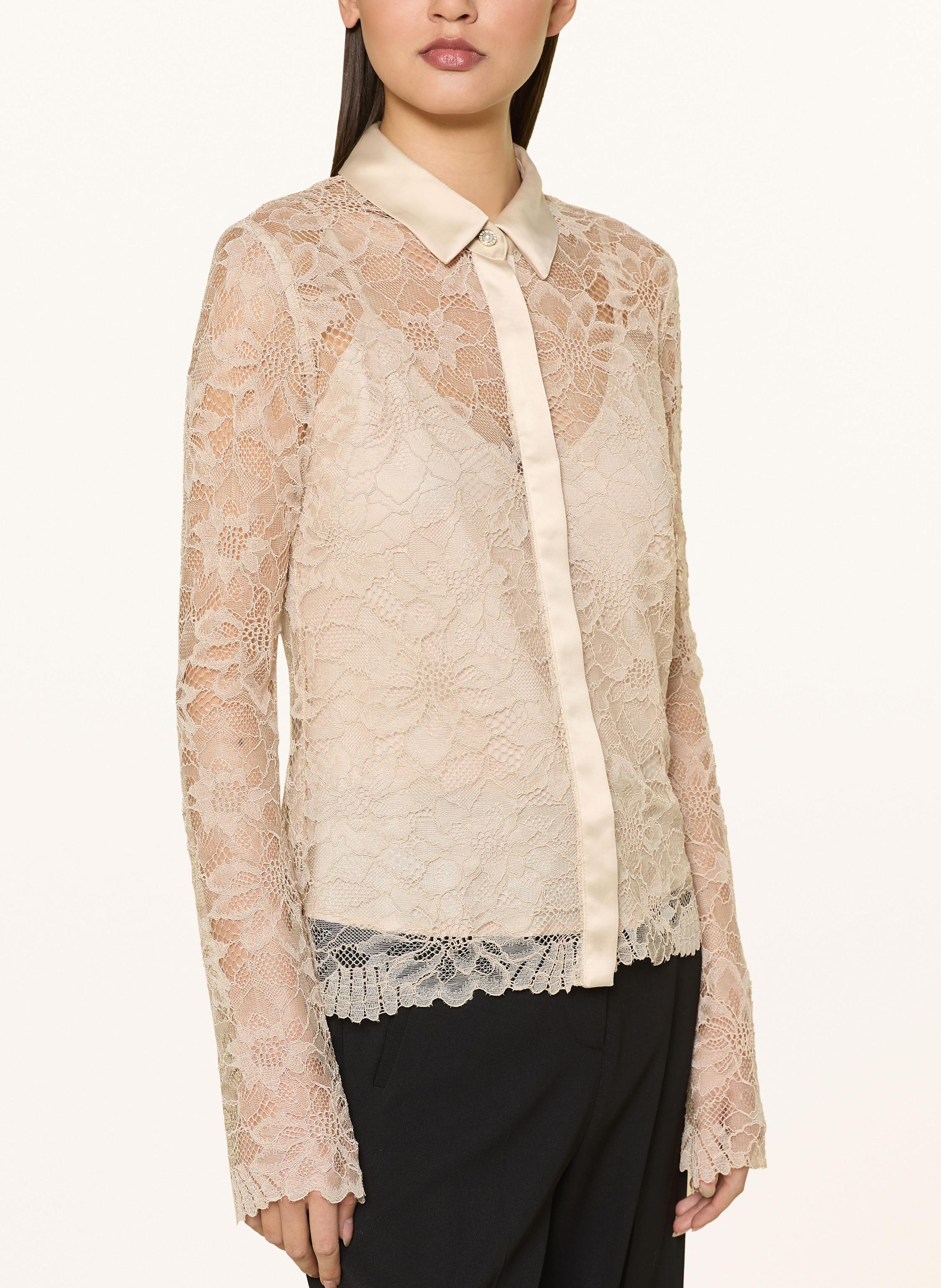 Thumbnail - Guess Spitzenbluse Antoinette beige