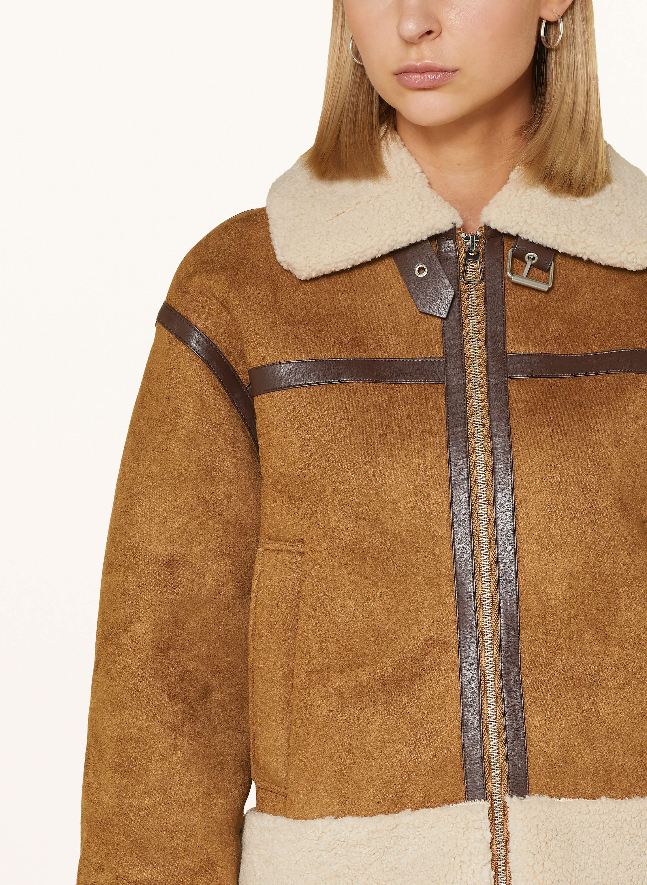 Thumbnail - Darling Harbour Jacke In Lederoptik Mit Teddyfell braun