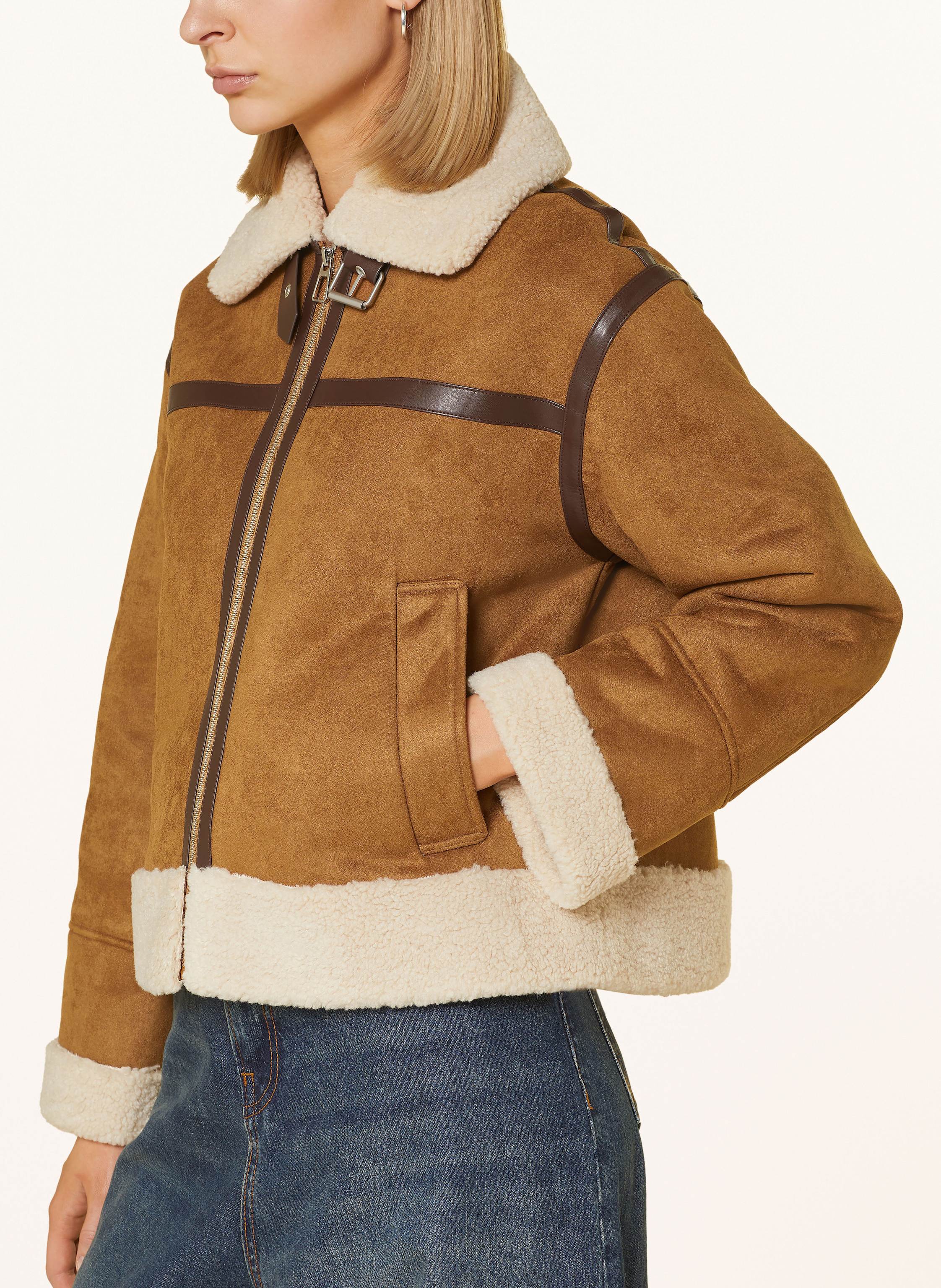 Thumbnail - Darling Harbour Jacke In Lederoptik Mit Teddyfell braun