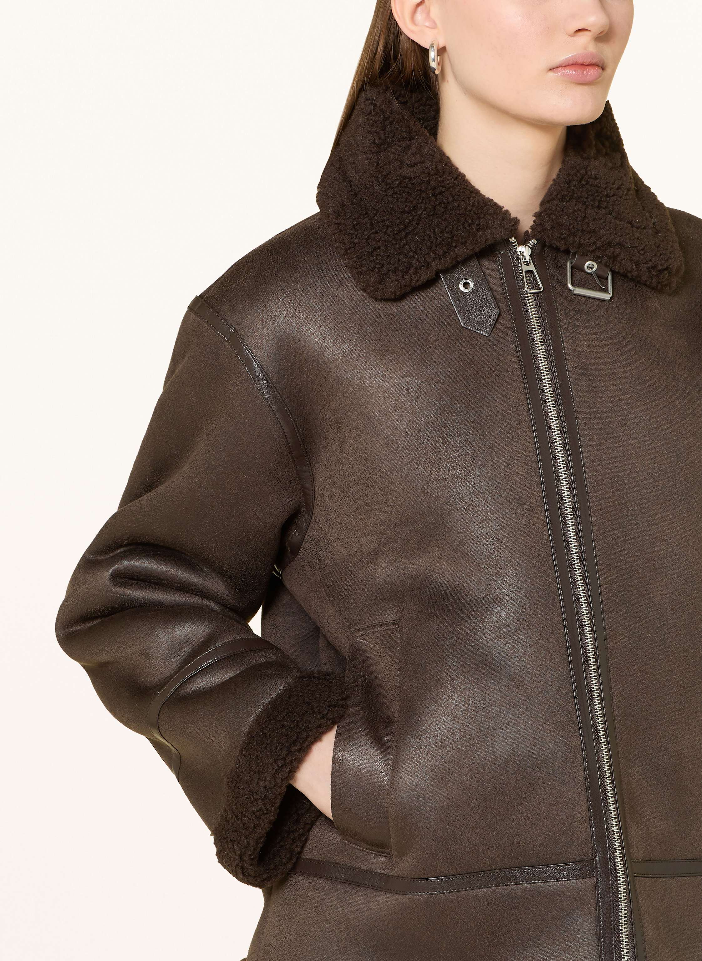 Thumbnail - Darling Harbour Jacke In Lederoptik Mit Teddyfell braun