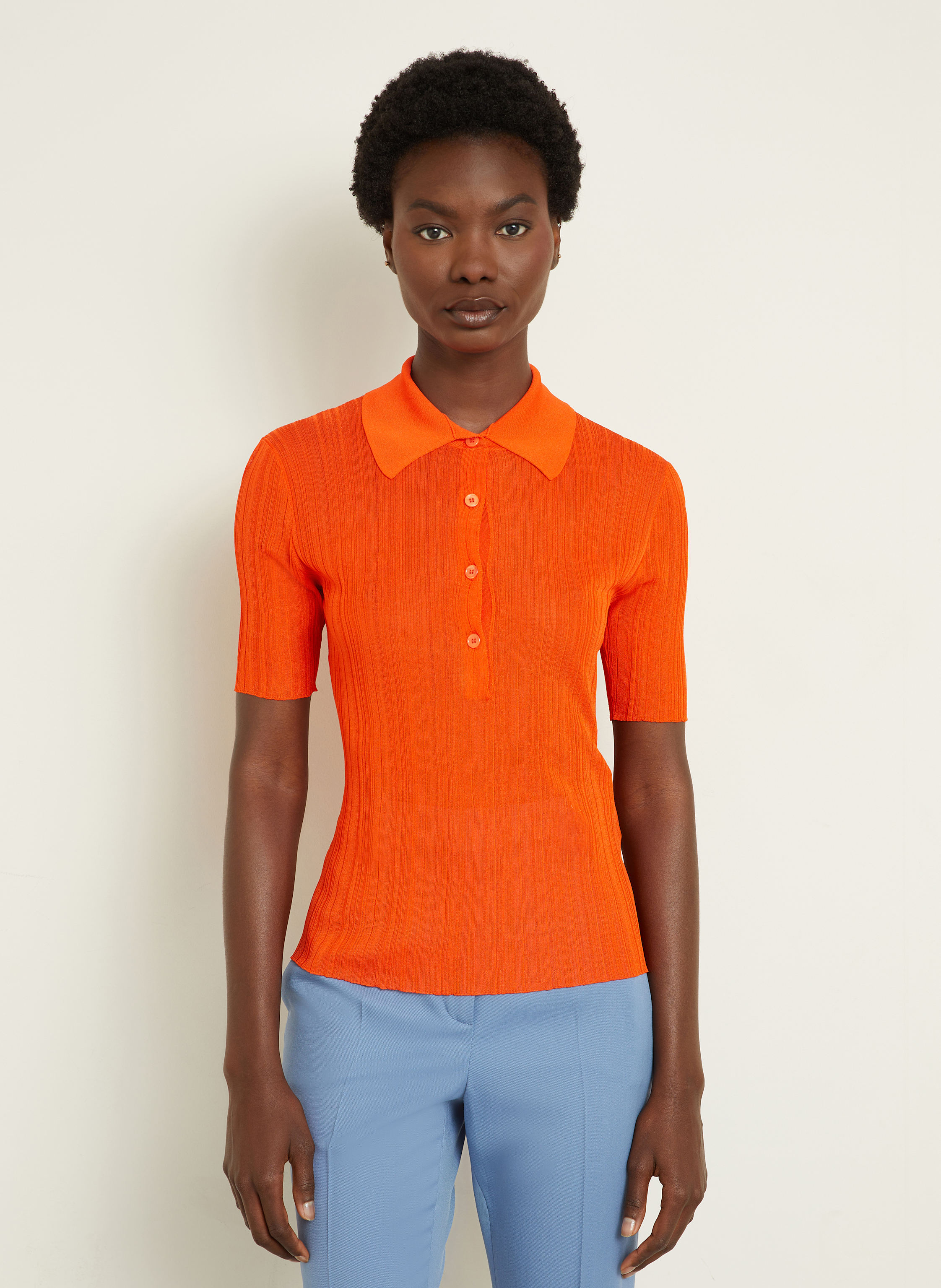 Thumbnail - Versace Strick-Poloshirt orange
