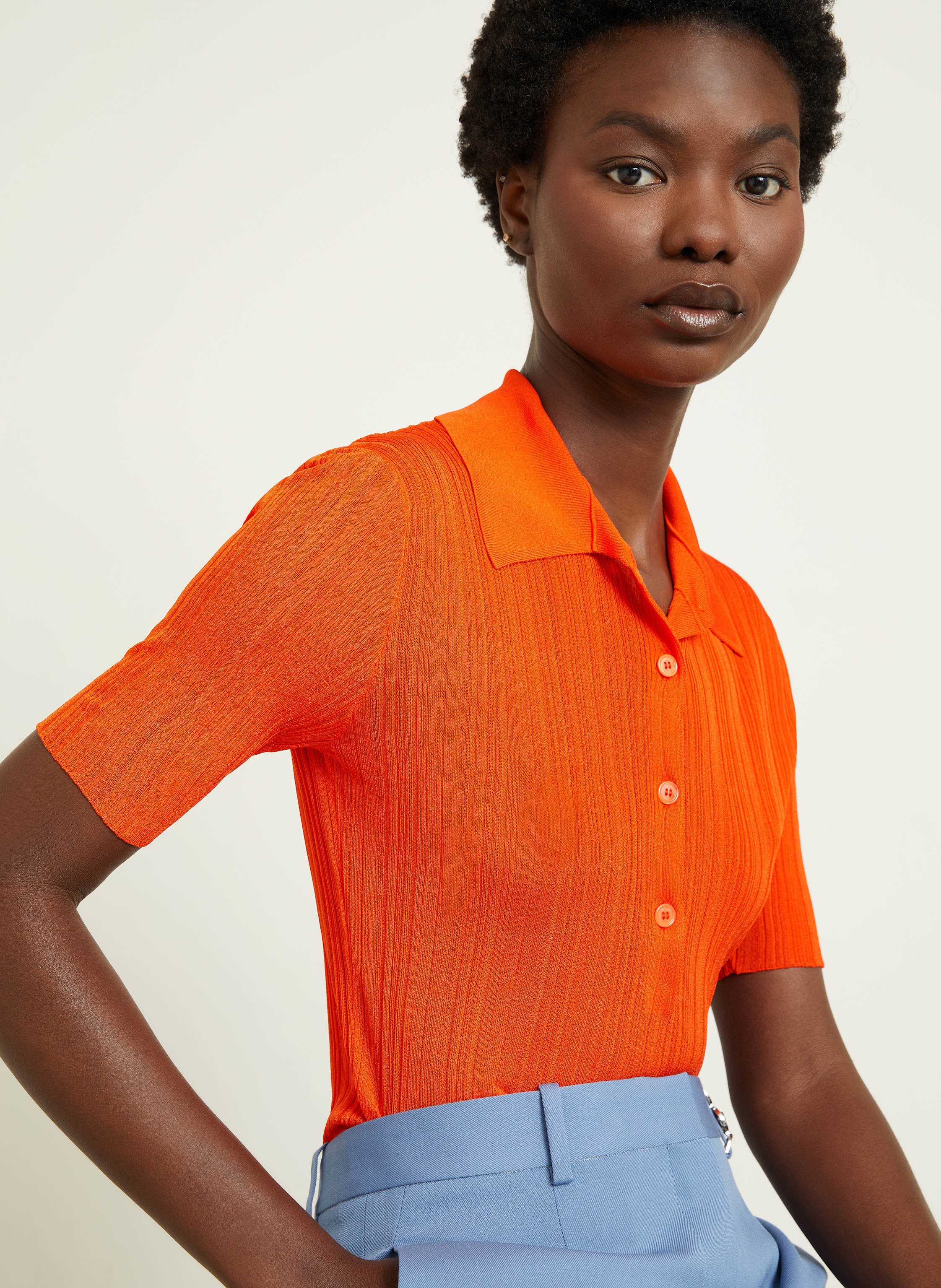 Thumbnail - Versace Strick-Poloshirt orange