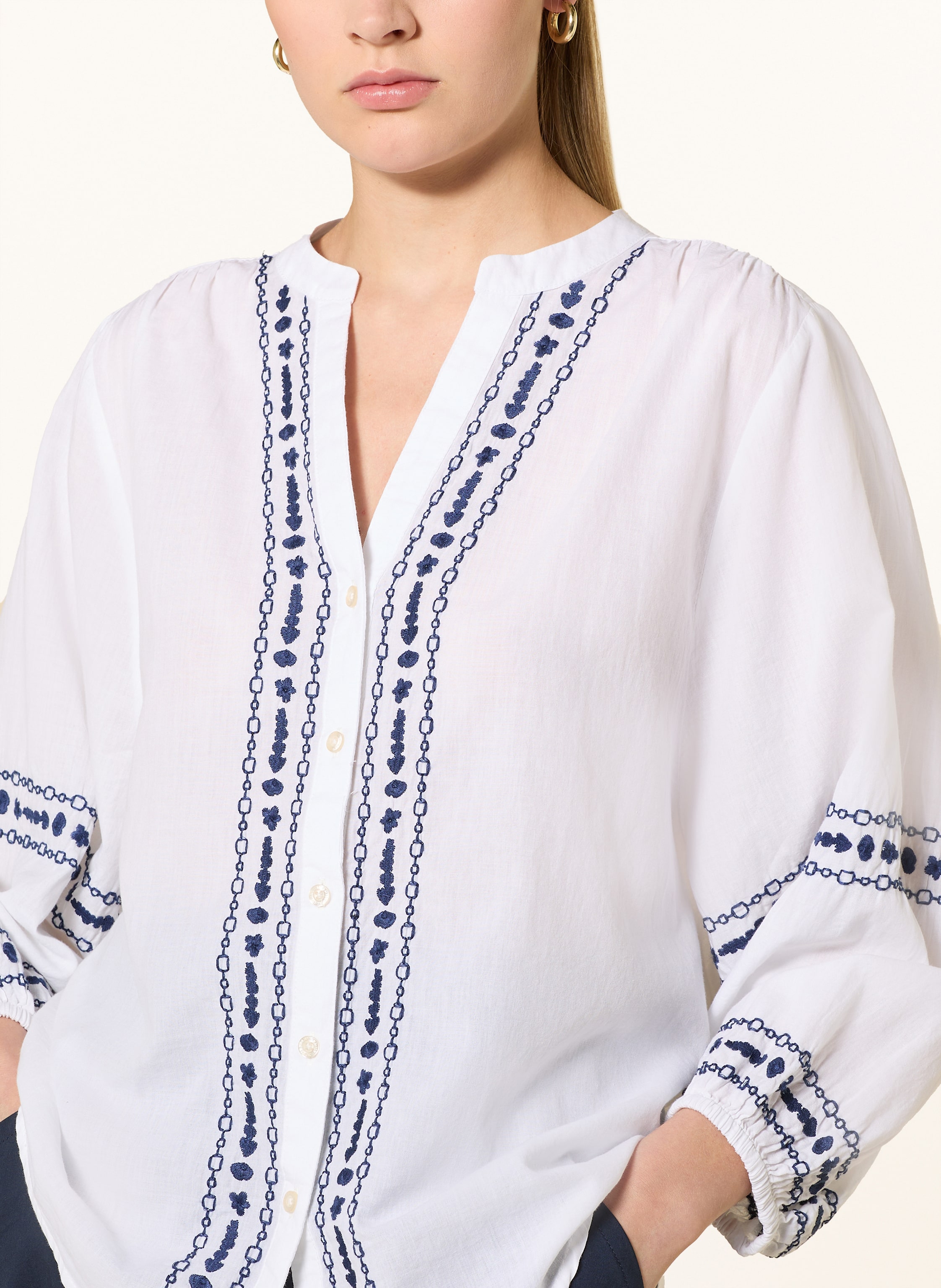 Thumbnail - Emily Van Den Bergh Hemdbluse Mit 3/4-Arm weiss