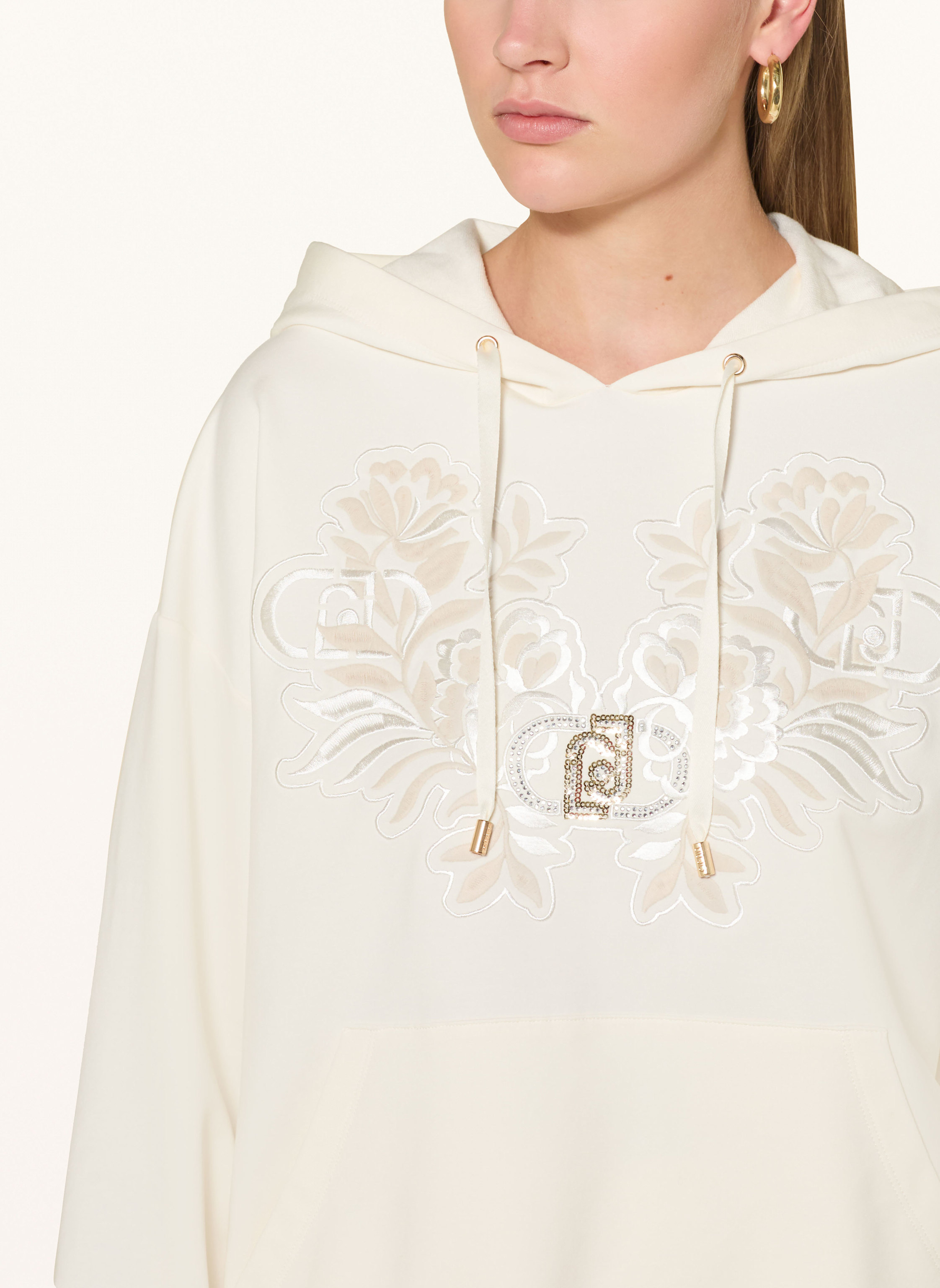 Thumbnail - Liu Jo Hoodie Mit Schmucksteinen weiss