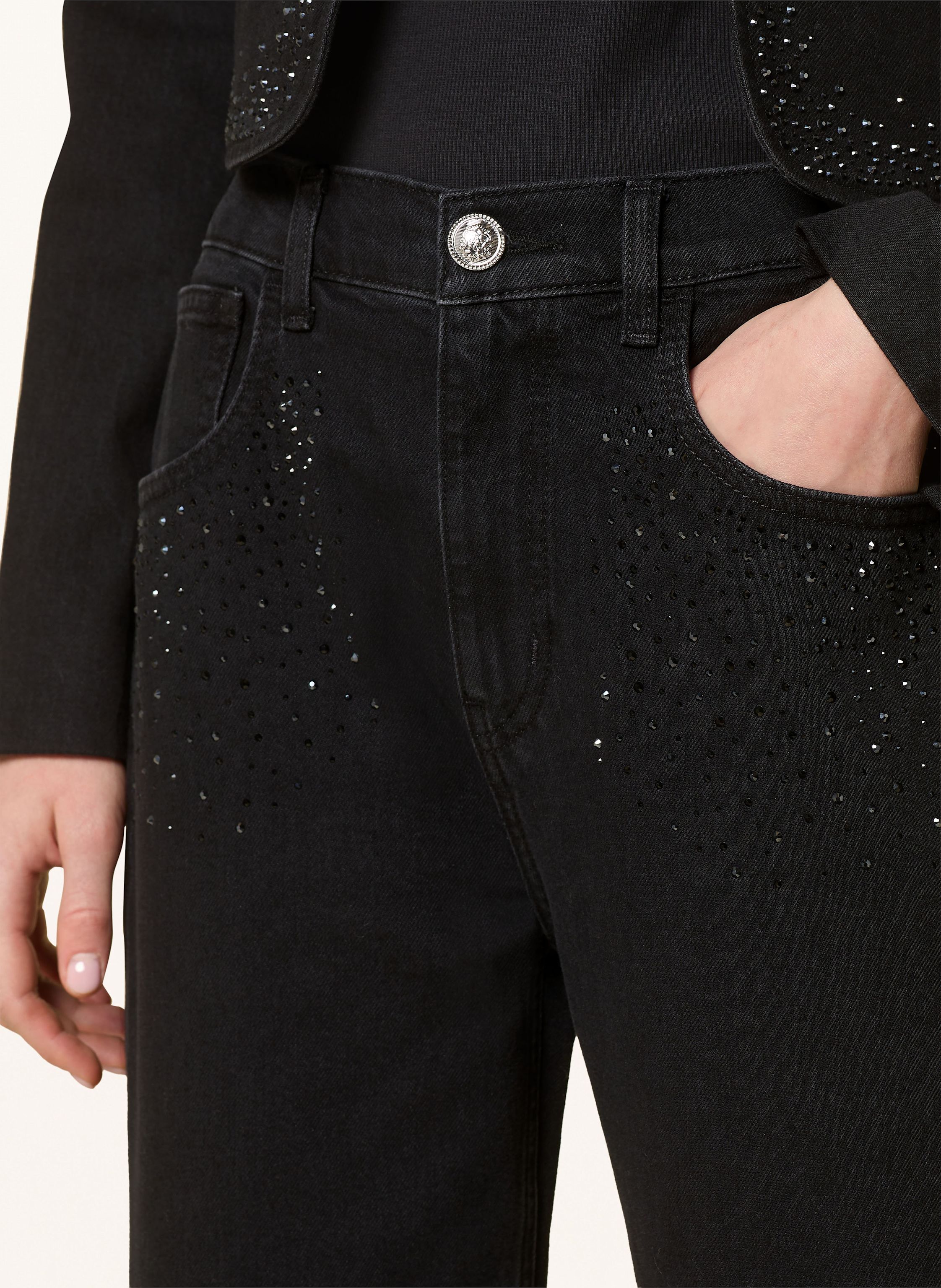 Thumbnail - Liu Jo Straight Jeans Mit Schmucksteinen schwarz