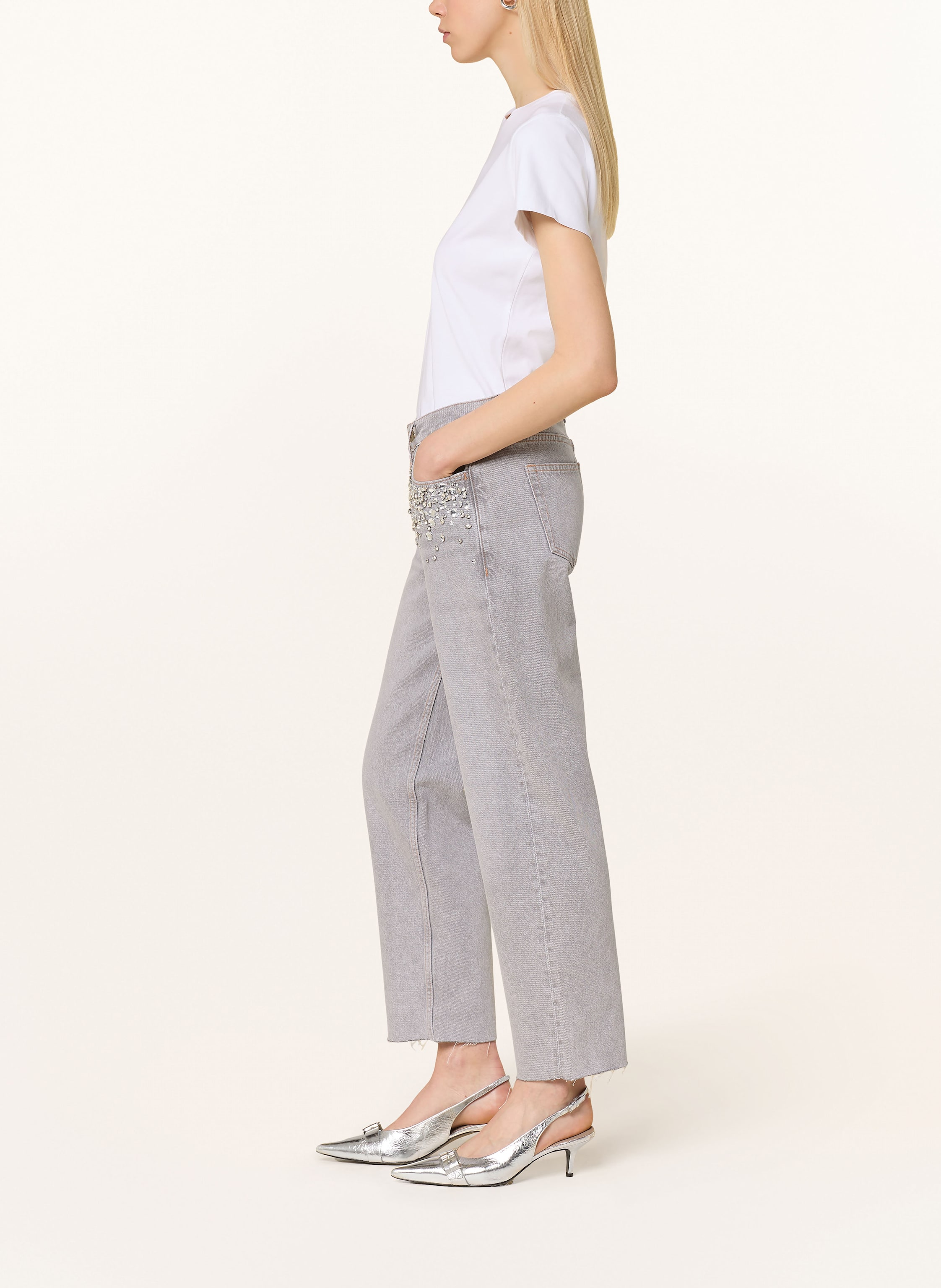 Thumbnail - Liu Jo 7/8-Jeans Mit Schmucksteinen grau