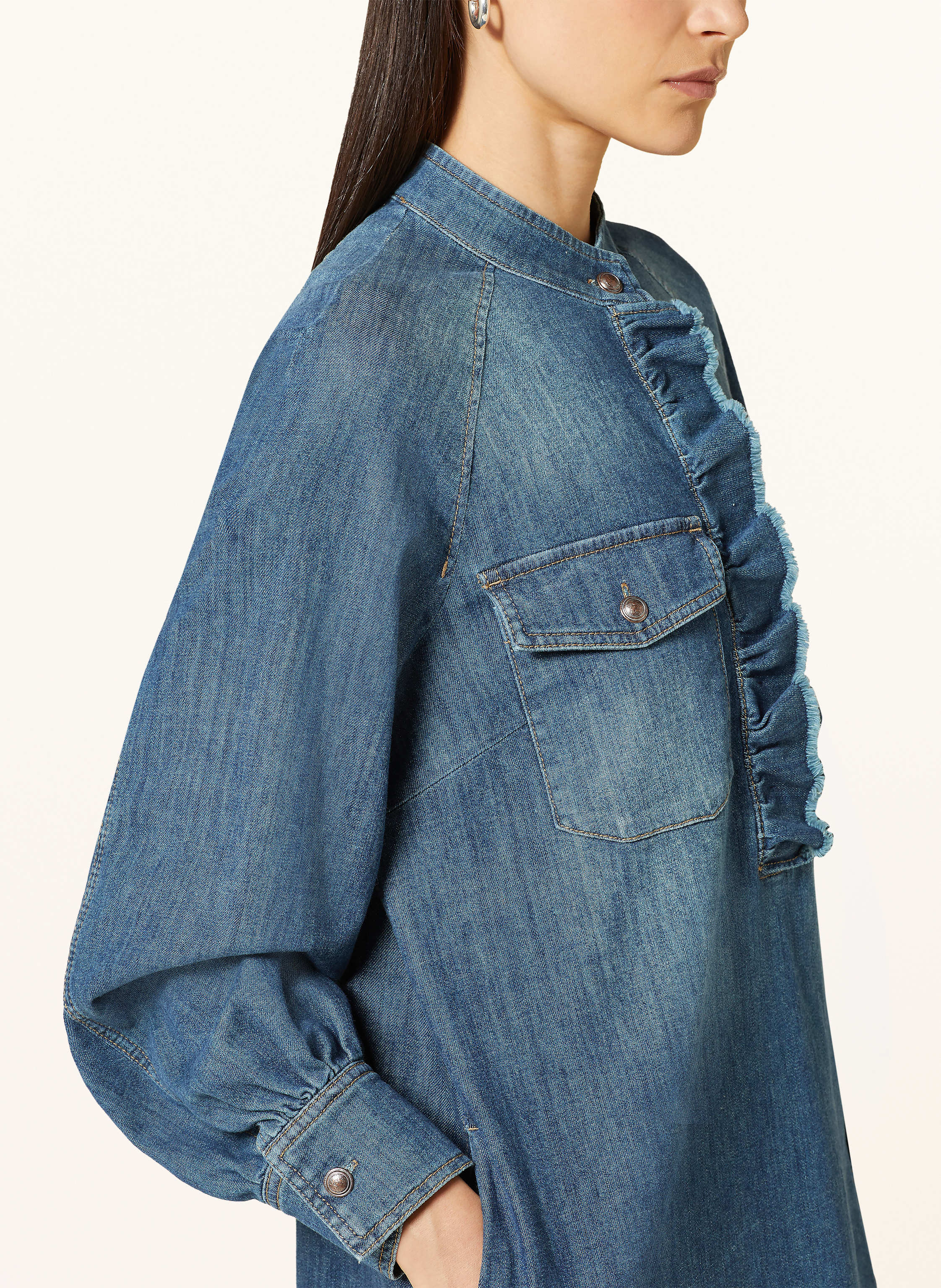 Thumbnail - Luisa Cerano Jeanskleid Mit Rüschen blau