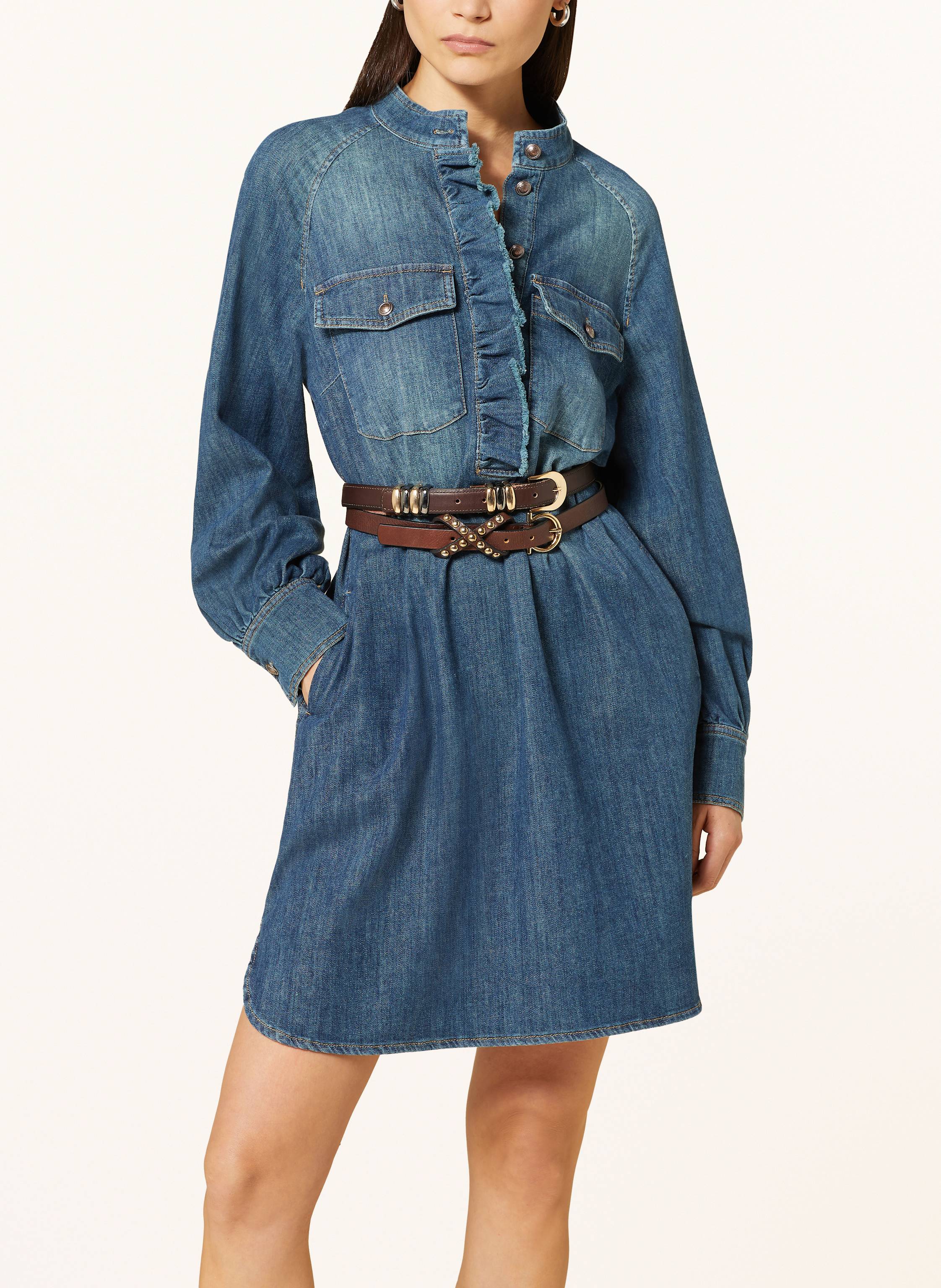 Thumbnail - Luisa Cerano Jeanskleid Mit Rüschen blau