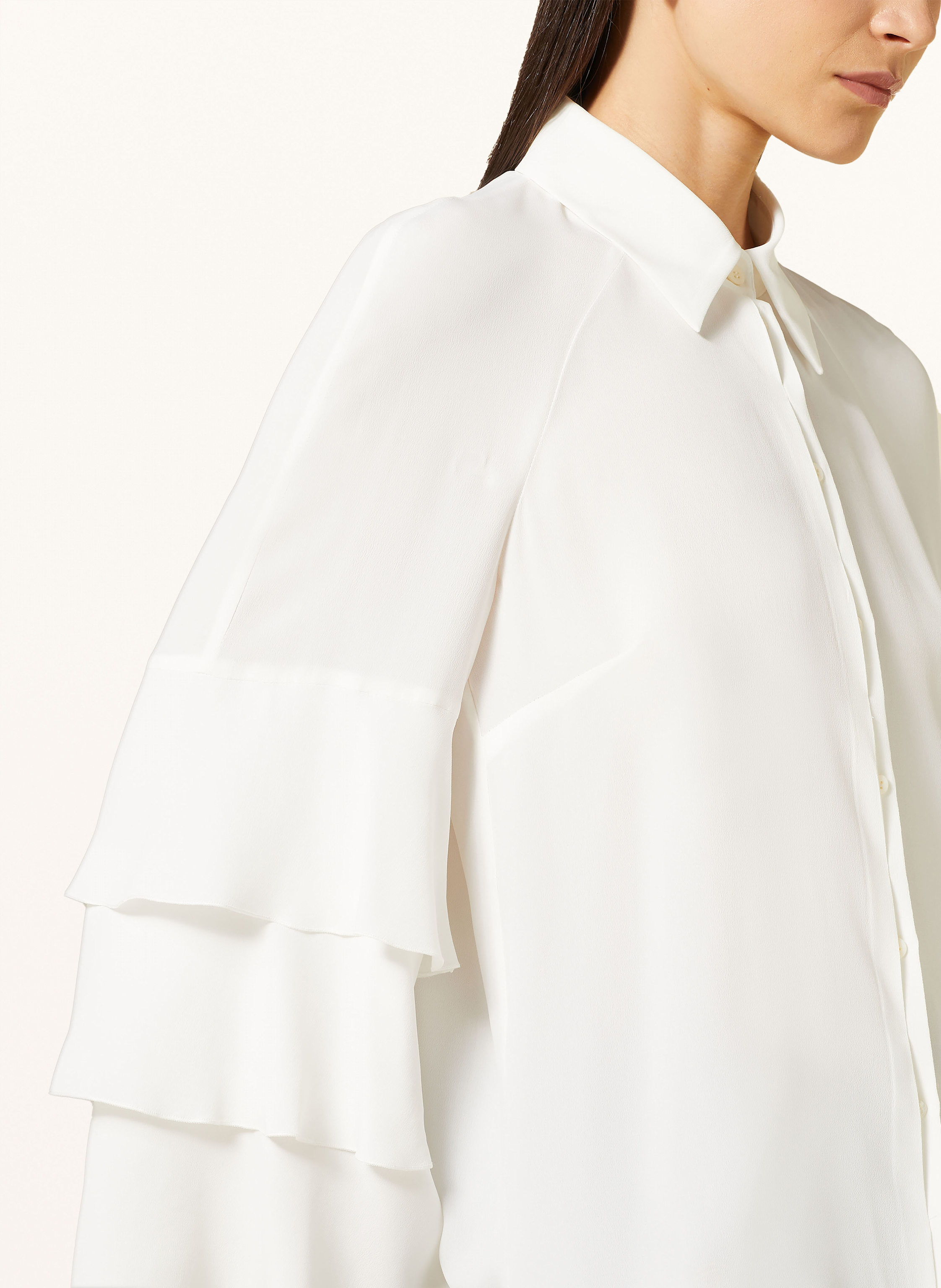 Thumbnail - Luisa Cerano Hemdbluse Mit Volants Und Seide weiss