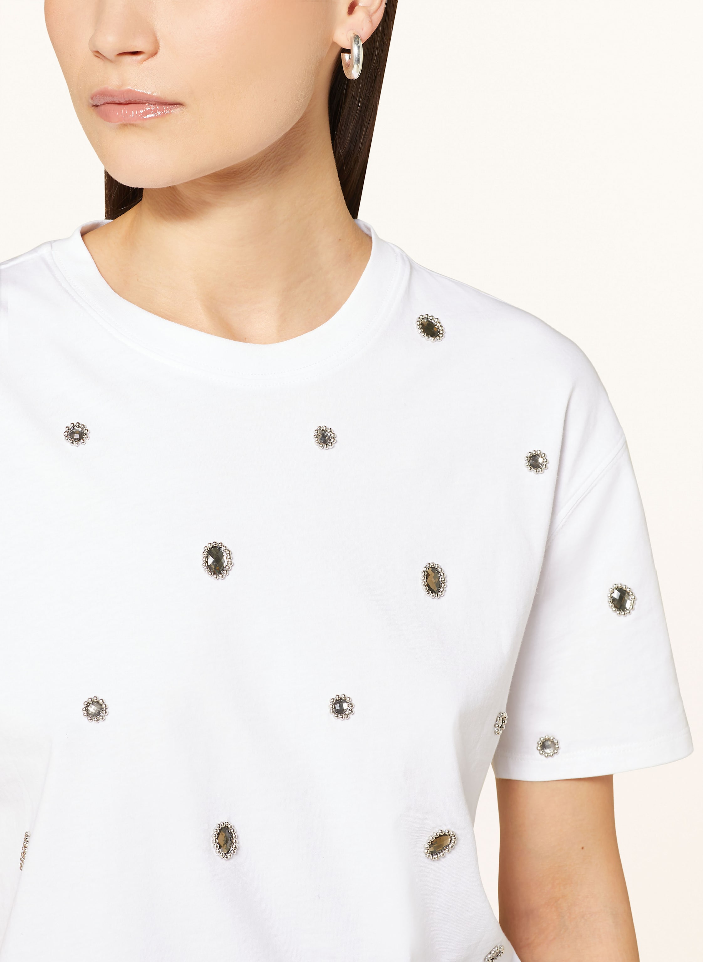 Thumbnail - Luisa Cerano T-Shirt Mit Schmucksteinen weiss