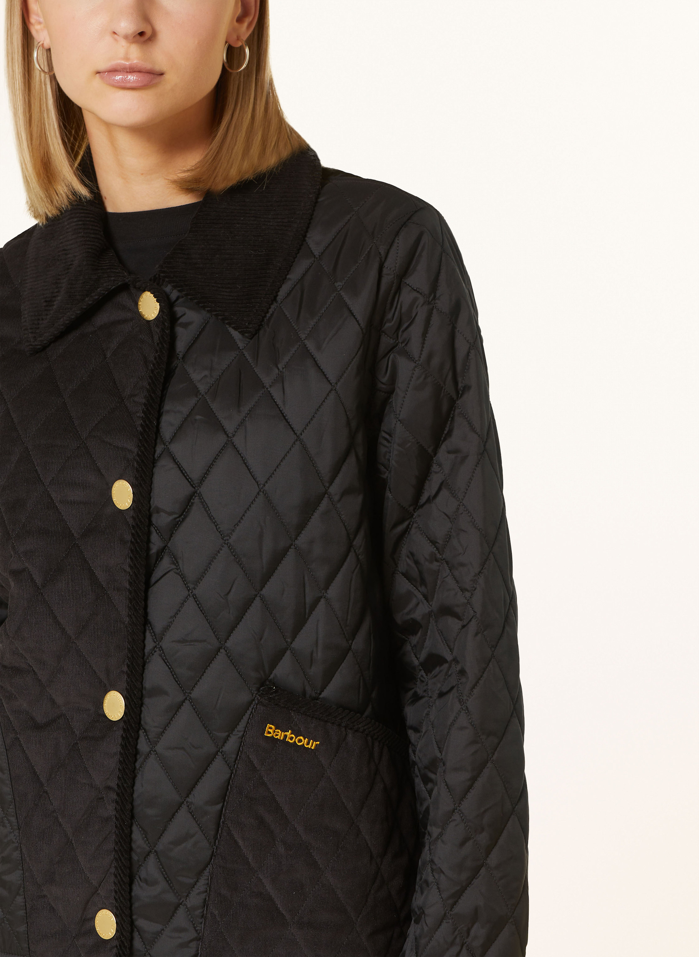 Thumbnail - Barbour Steppjacke Marla Im Materialmix schwarz