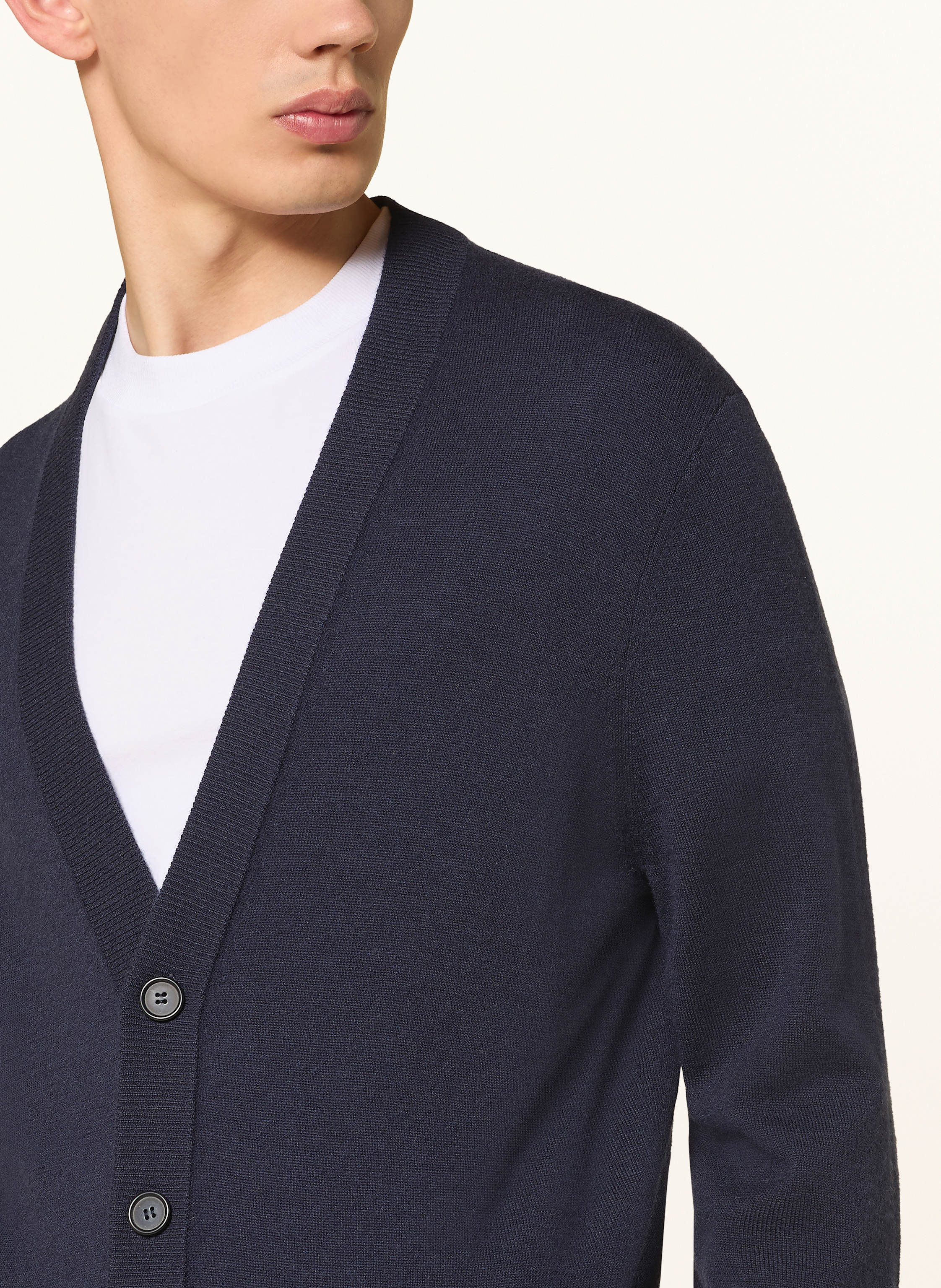 Thumbnail - Boss Strickjacke Jelso Aus Cashmere blau