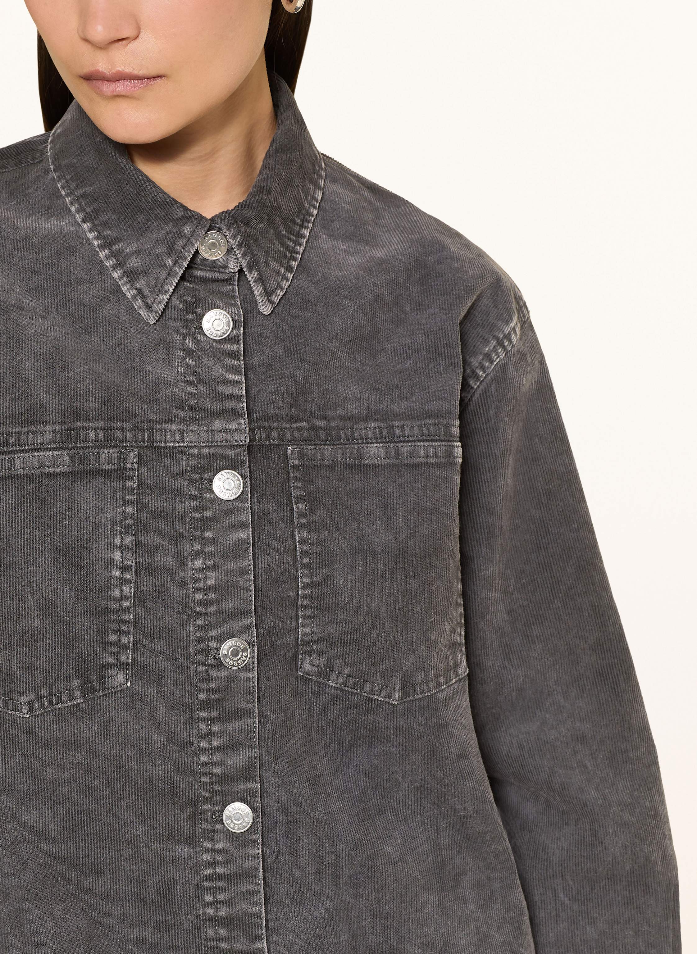 Thumbnail - Samsøe  Samsøe Hemdbluse Sasofie Aus Cord grau