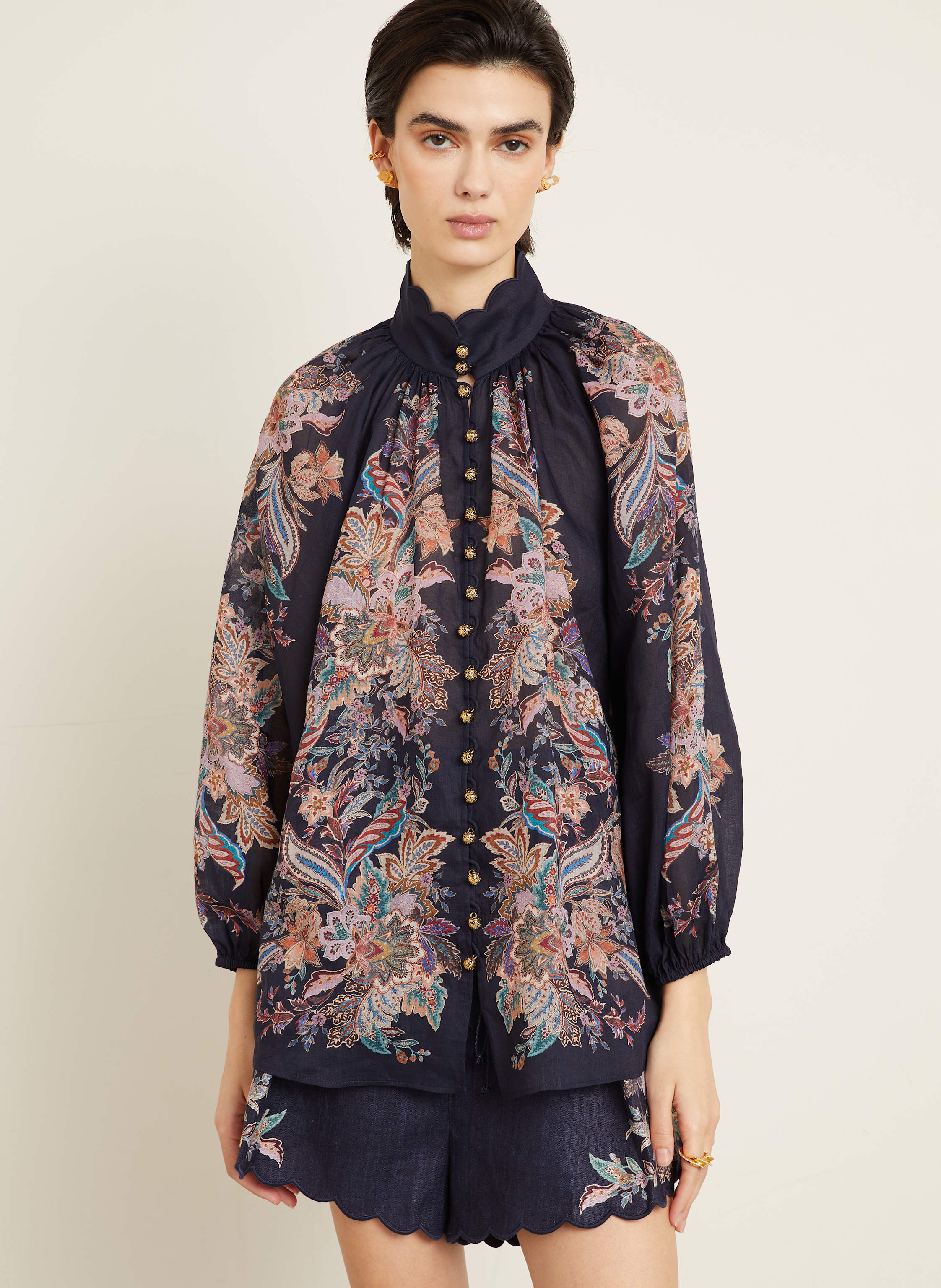 Thumbnail - Zimmermann Bluse Rhiannon Mit 3/4-Arm blau