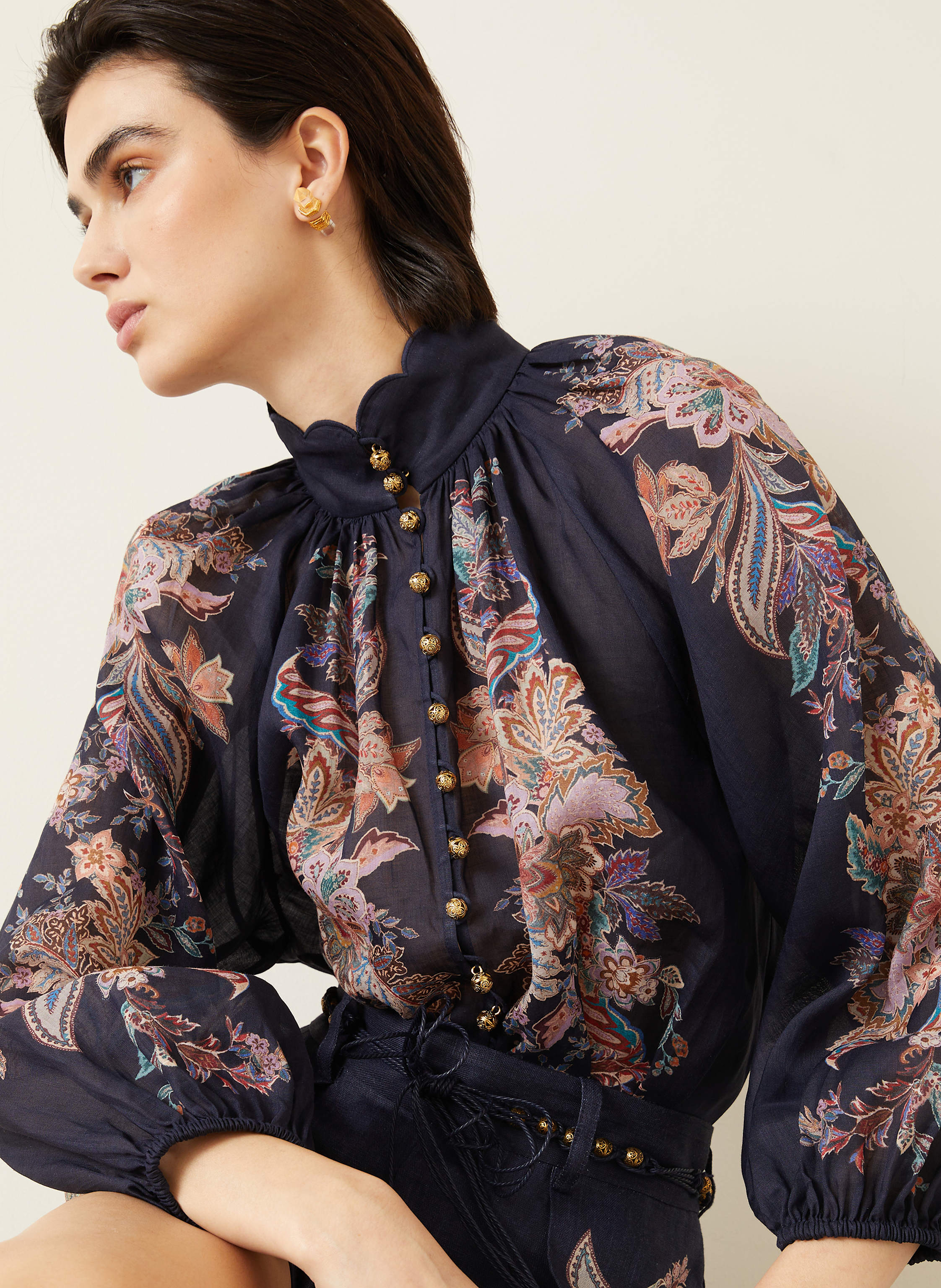 Thumbnail - Zimmermann Bluse Rhiannon Mit 3/4-Arm blau