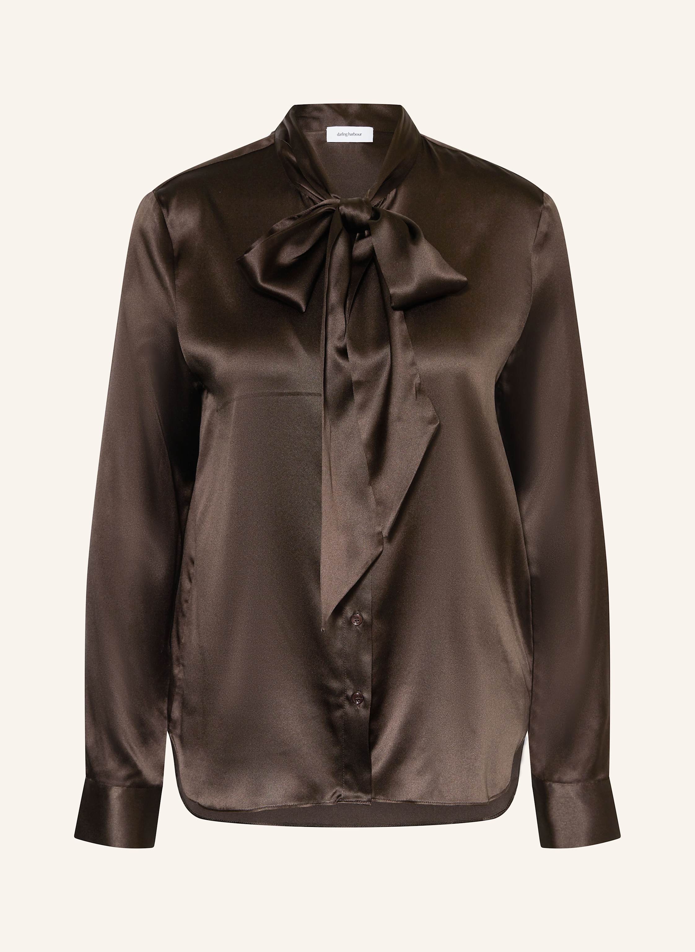 darling harbour Bow-tie blouse in silk in dark brown