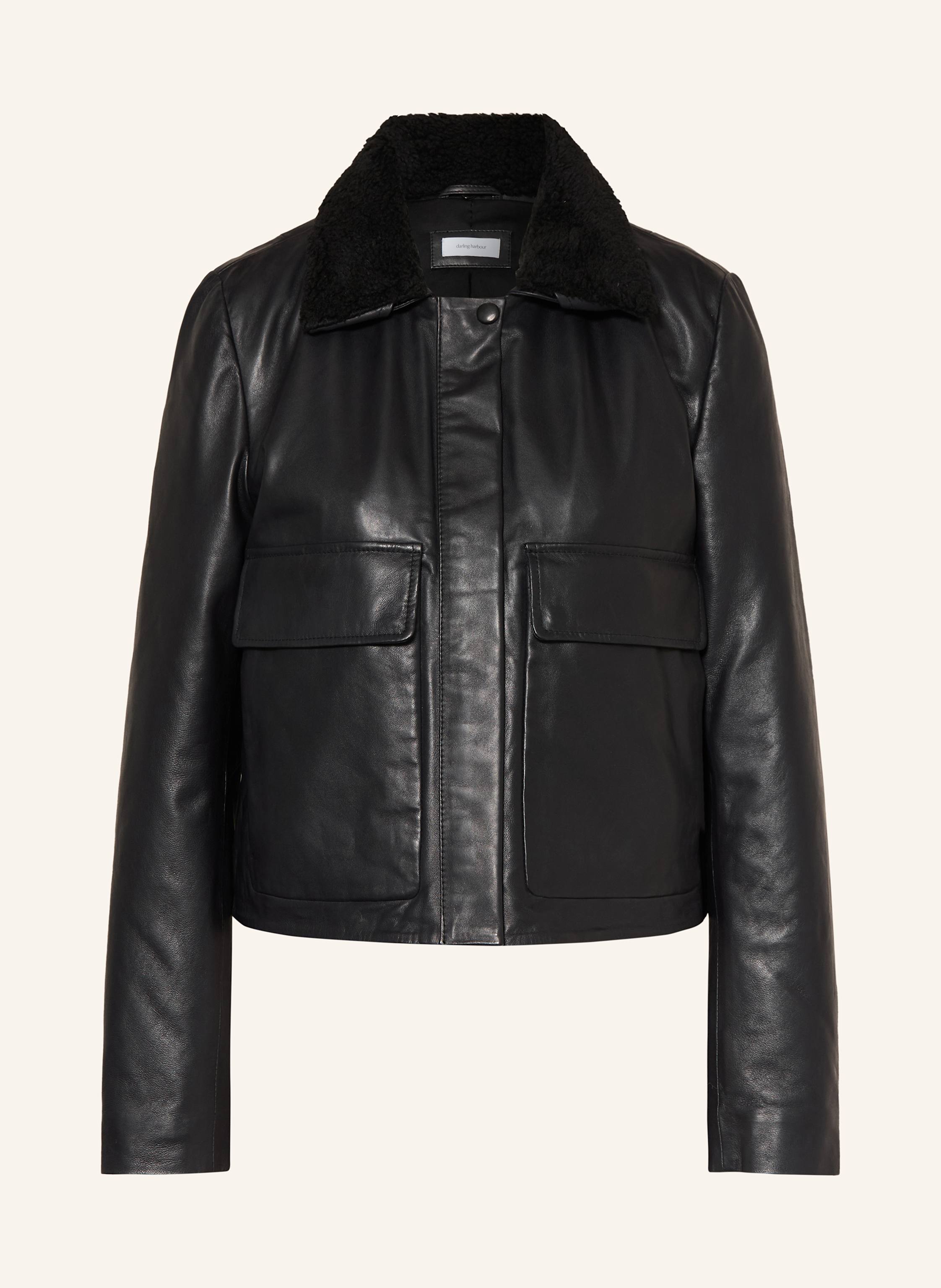Darling Harbour Lederjacke Mit Abnehmbarem Teddyfell schwarz