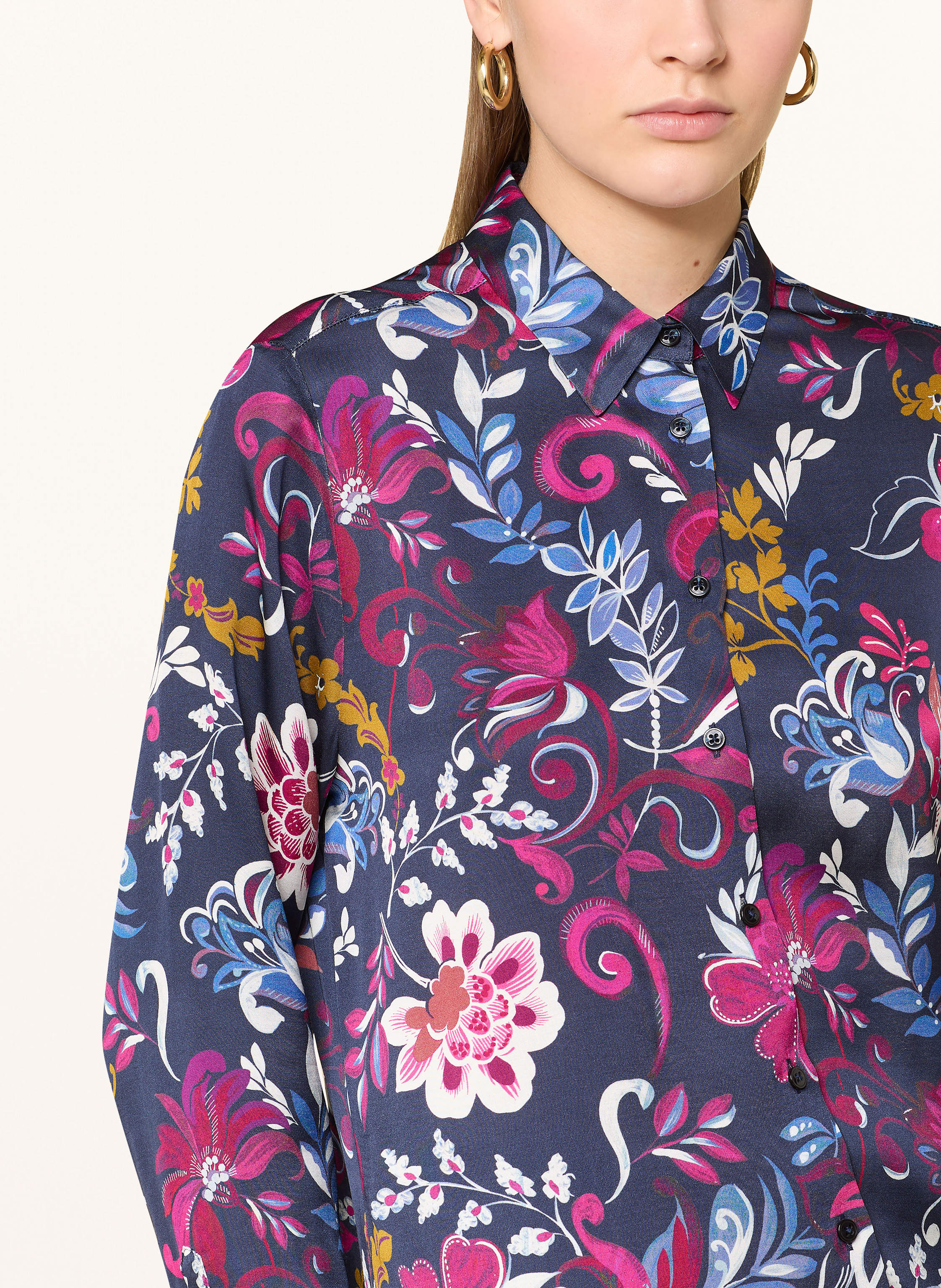 Thumbnail - Eterna Hemdbluse Aus Satin blau