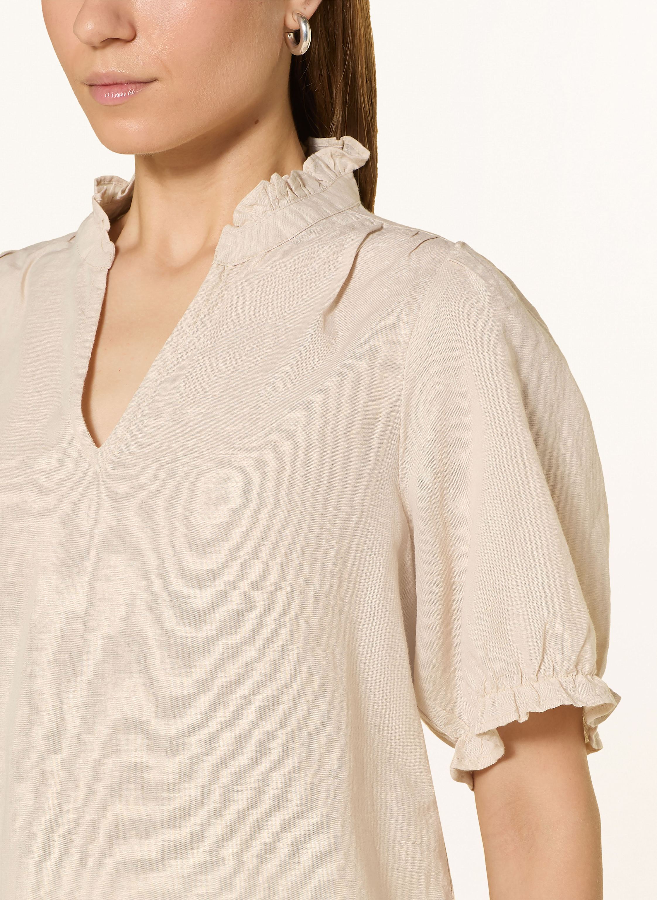 Thumbnail - Neo Noir Blusenshirt Odesa Aus Leinen Mit Rüschen beige