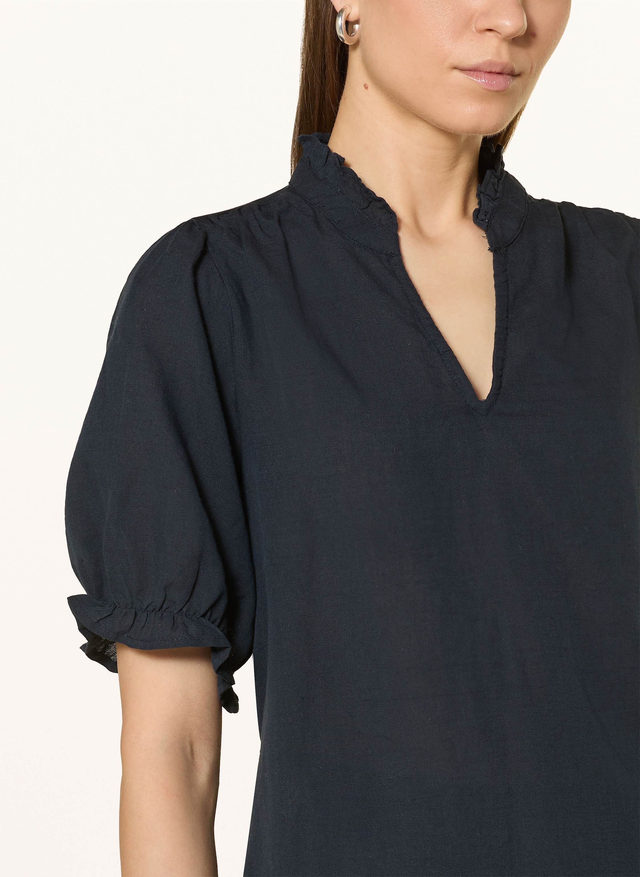 Thumbnail - Neo Noir Blusenshirt Odesa Aus Leinen Mit Rüschen blau
