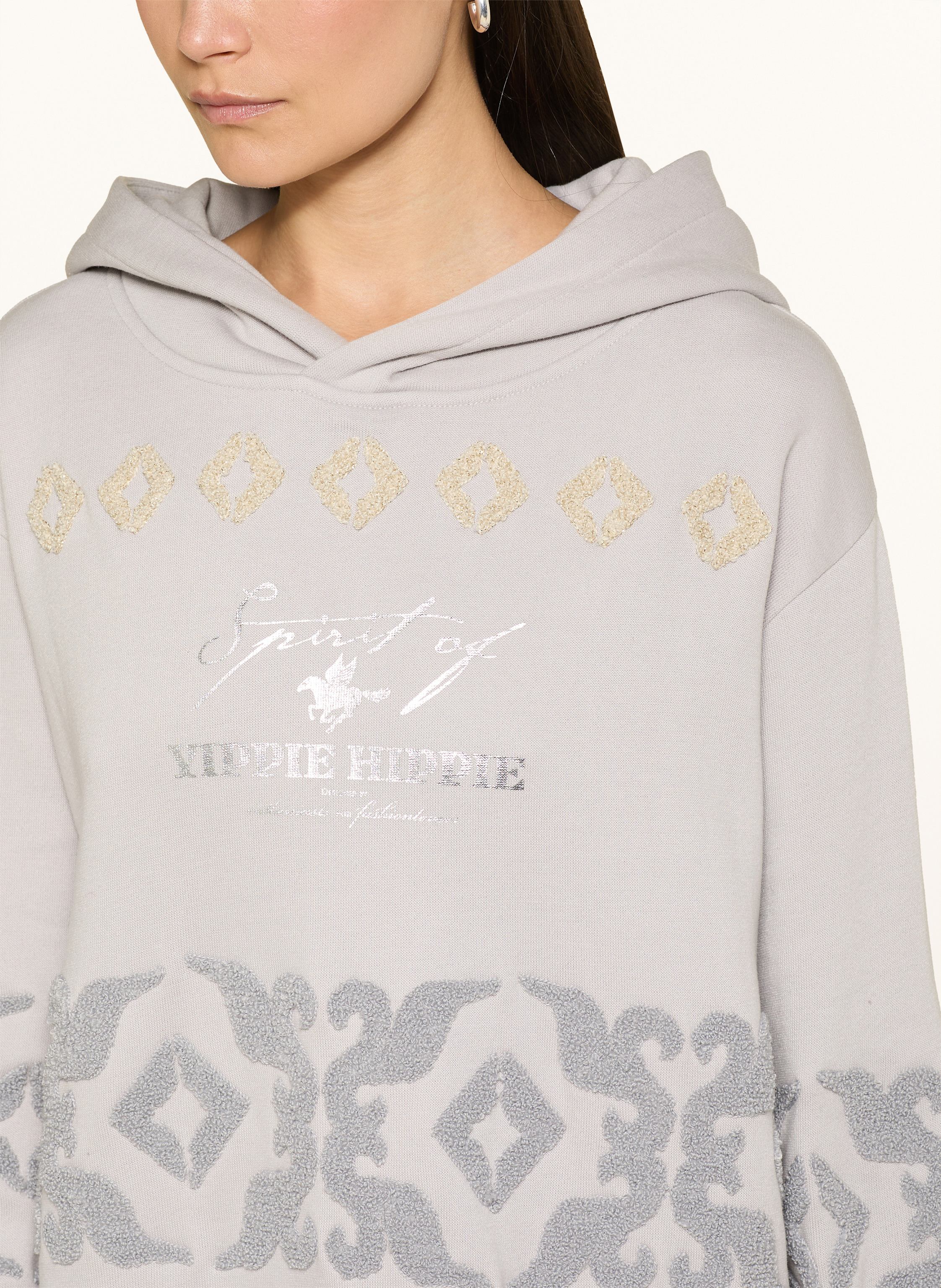 Thumbnail - Yippie Hippie Hoodie Mit Glitzergarn grau