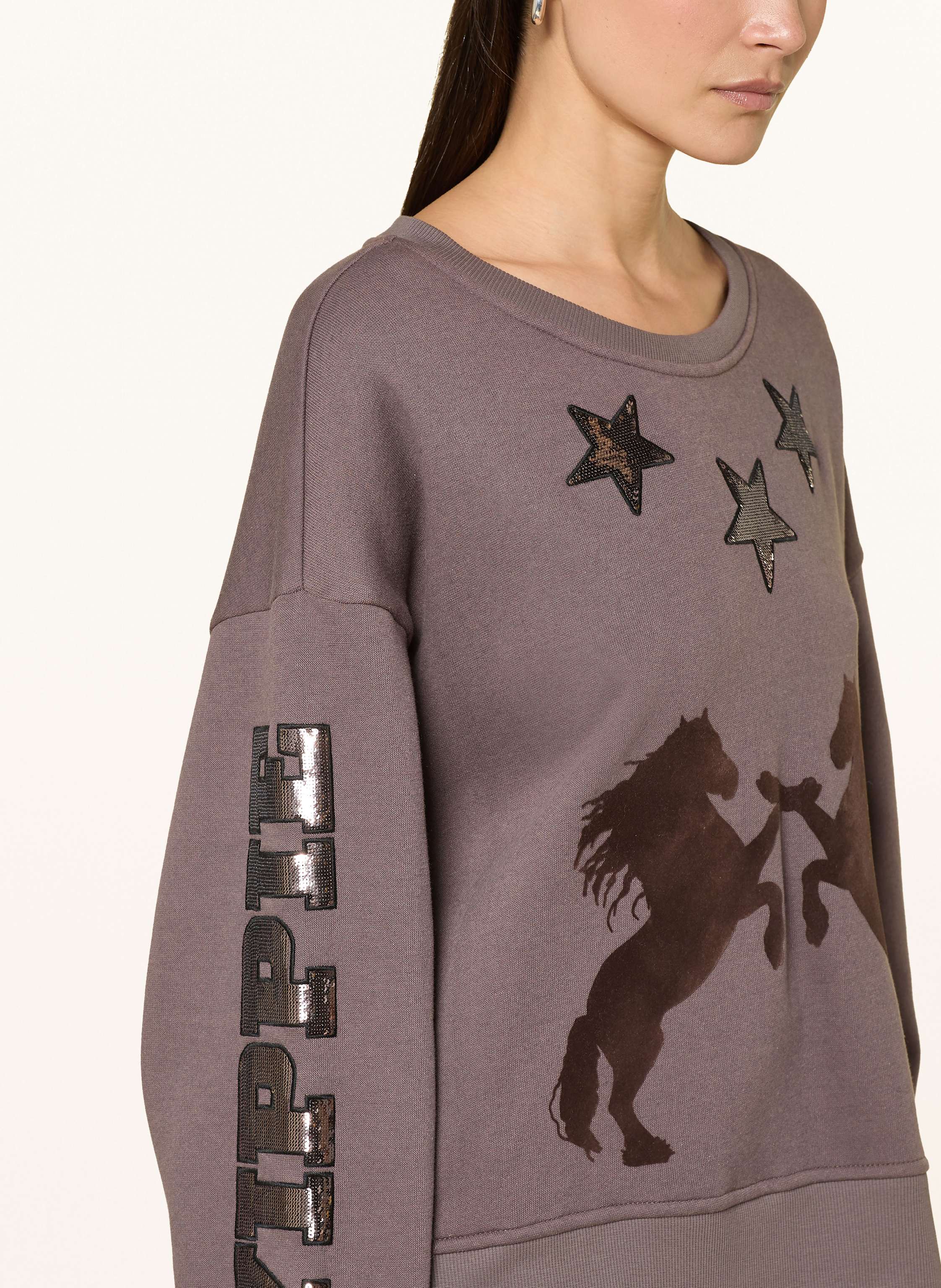 Thumbnail - Yippie Hippie Sweatshirt Mit Pailletten grau