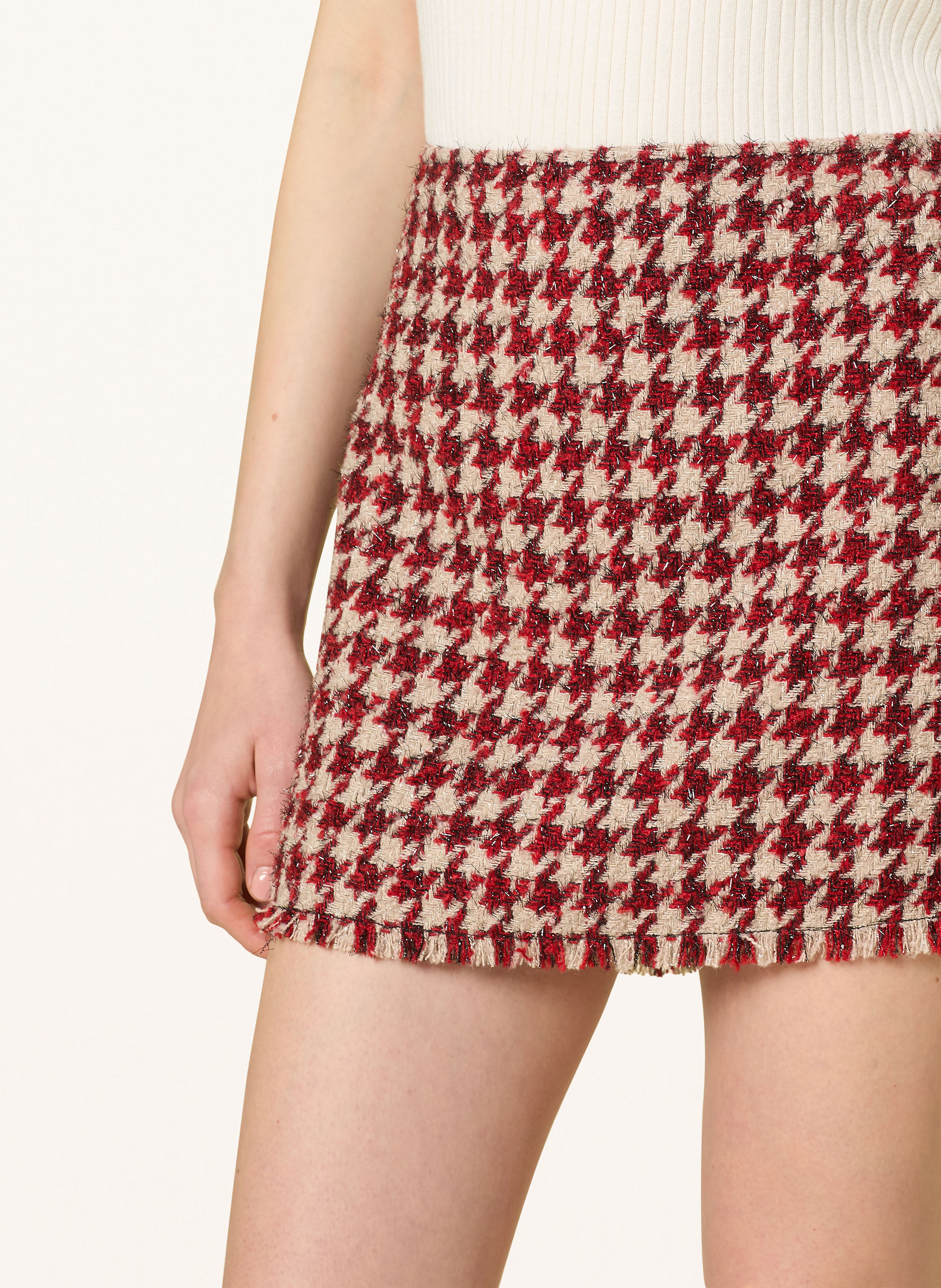 Thumbnail - Liu Jo Tweed-Rock Mit Glitzergarn rot