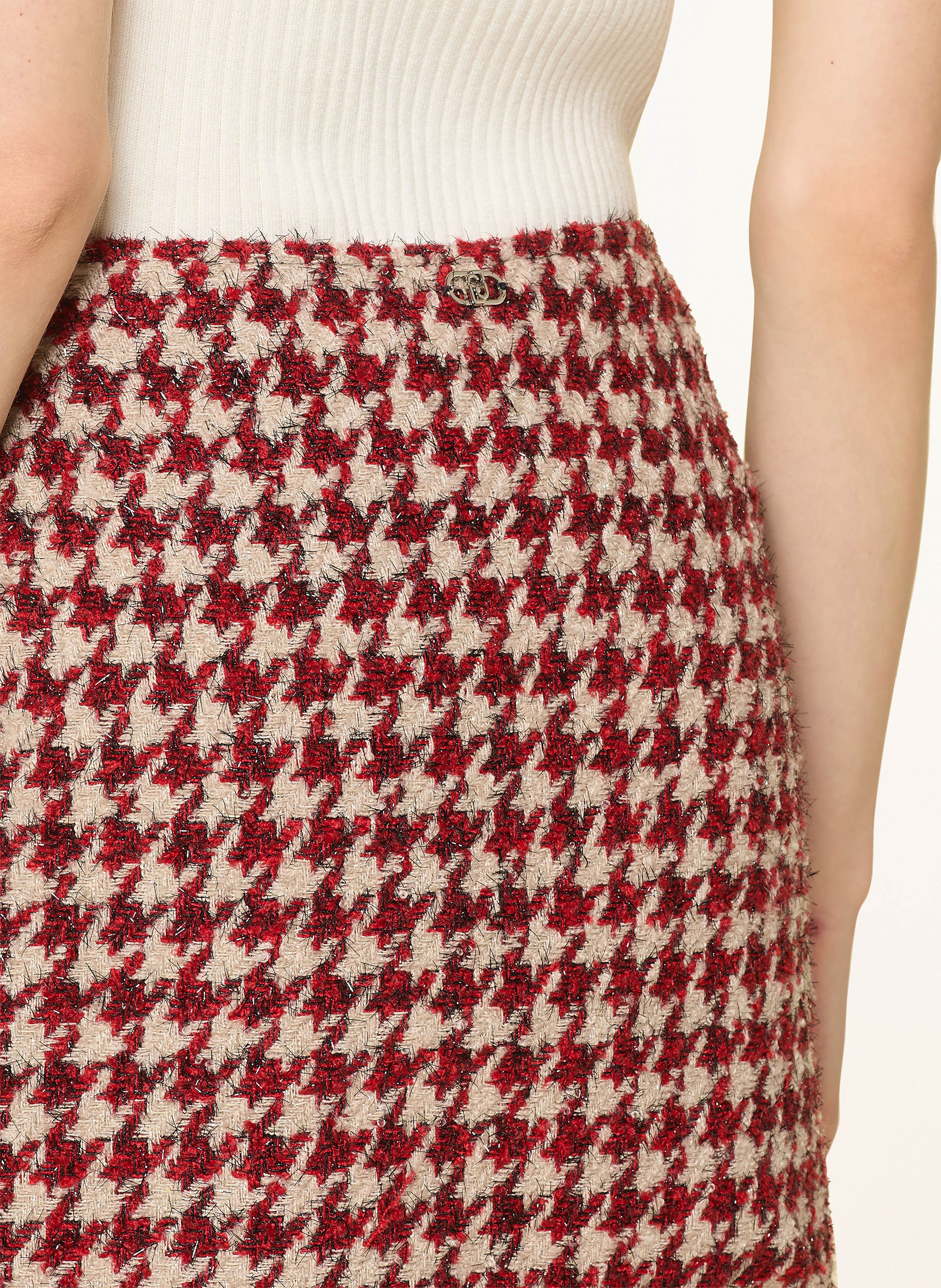 Thumbnail - Liu Jo Tweed-Rock Mit Glitzergarn rot