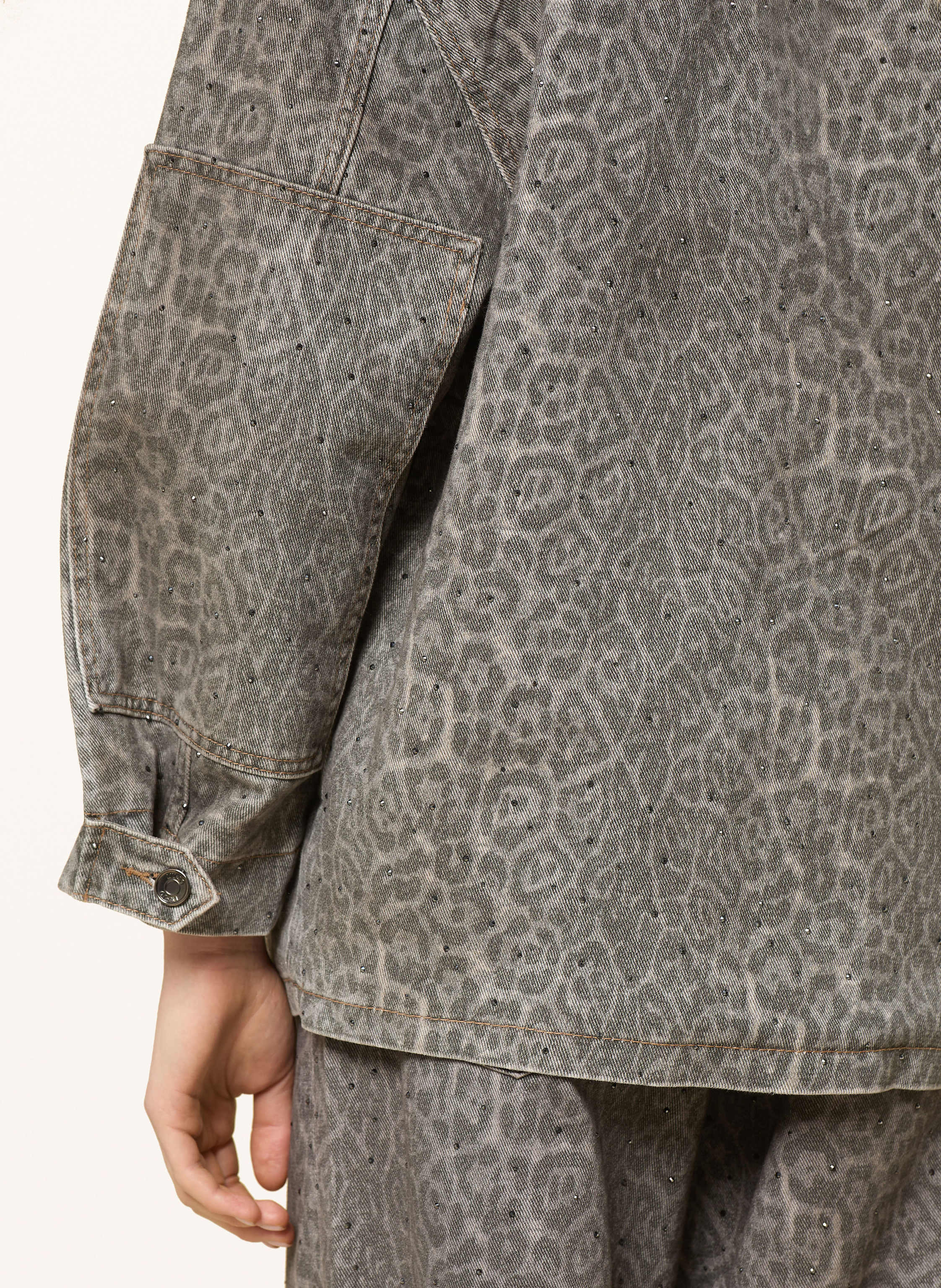 Thumbnail - Liu Jo Jeansjacke Mit Abnehmbarem Kunstfell grau