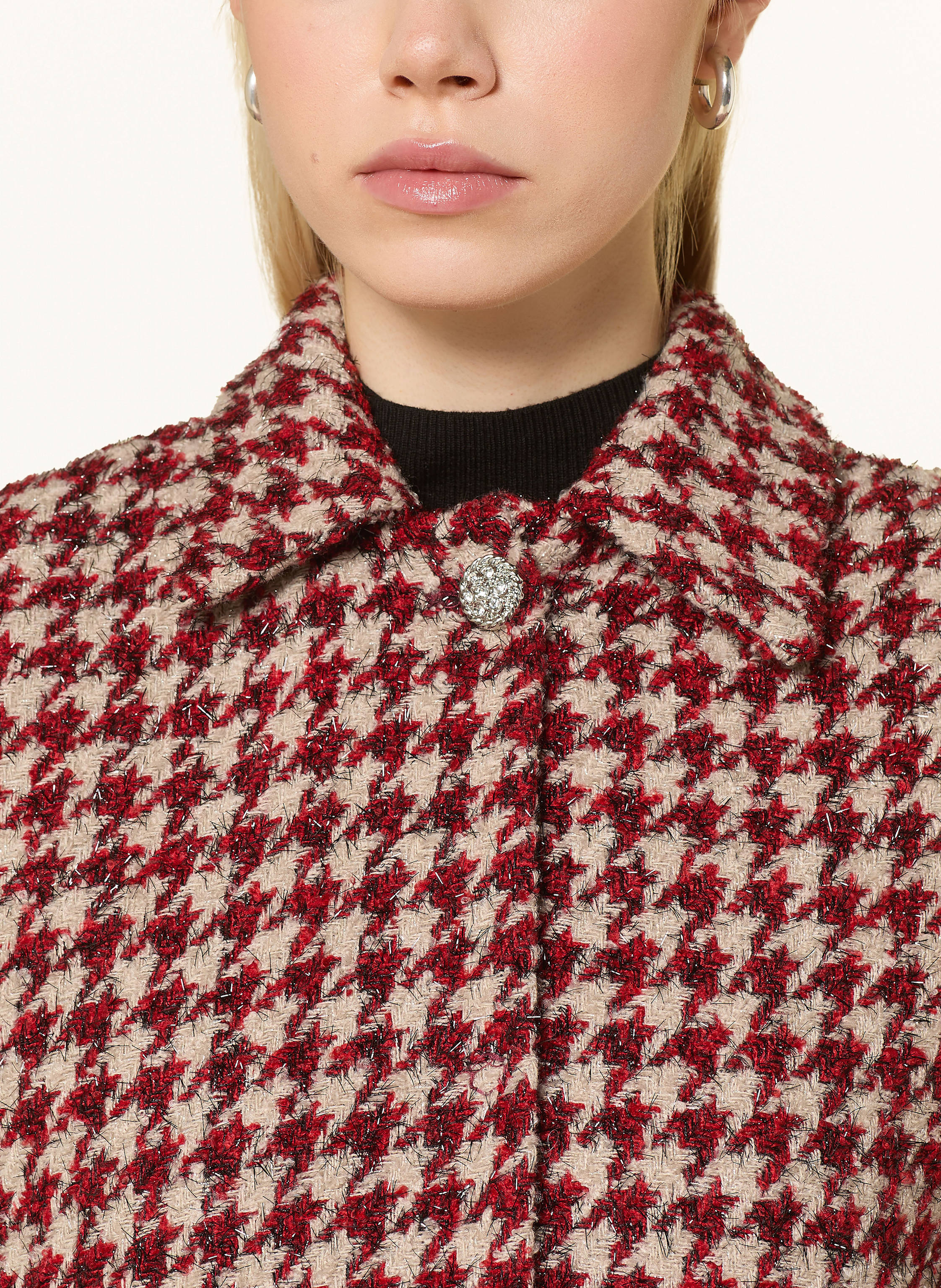 Thumbnail - Liu Jo Tweed-Jacke Mit Glitzergarn rot