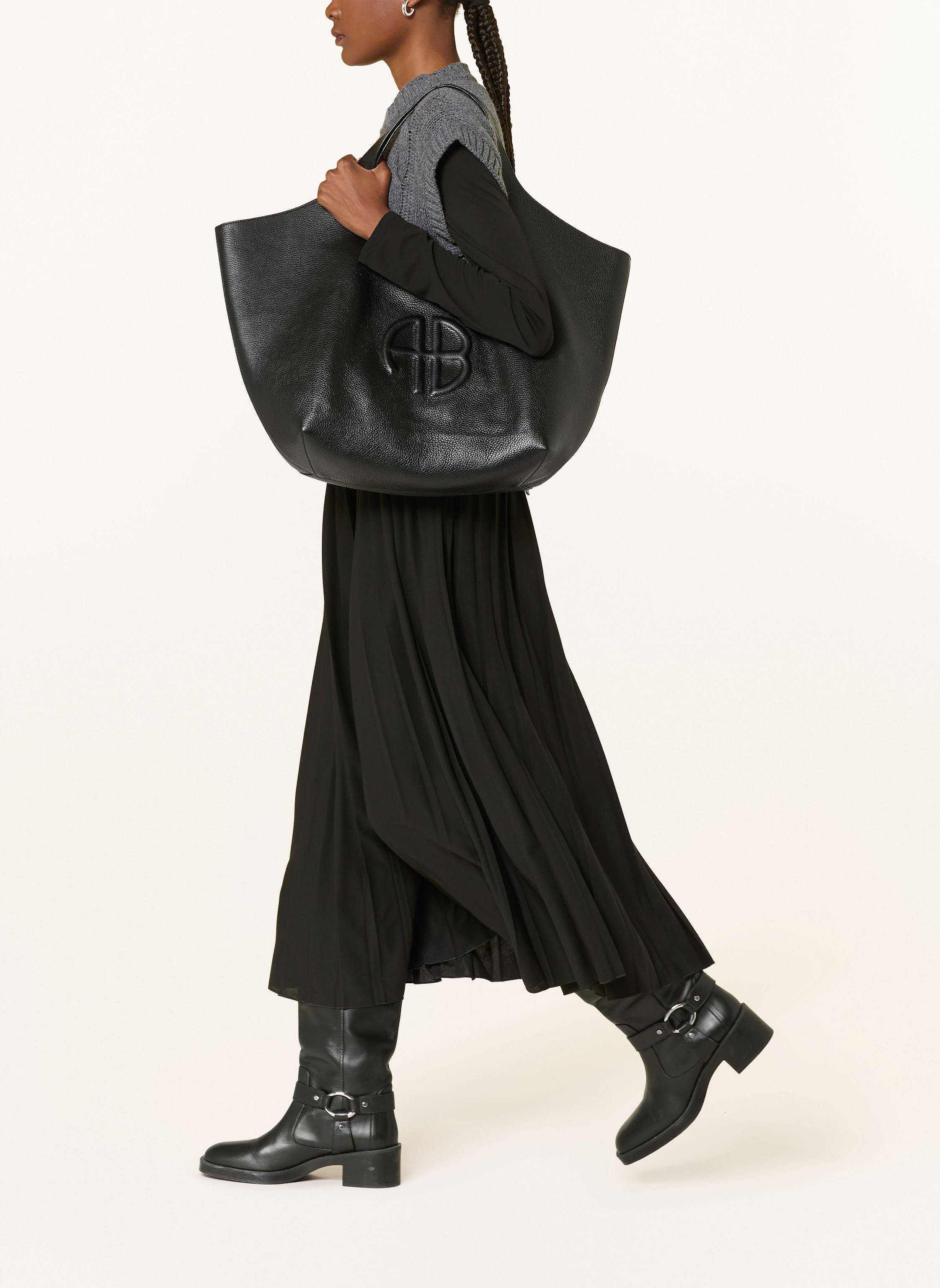 Thumbnail - Weekend Max Mara Set Ebro: Plisseekleid Und Pullunder schwarz