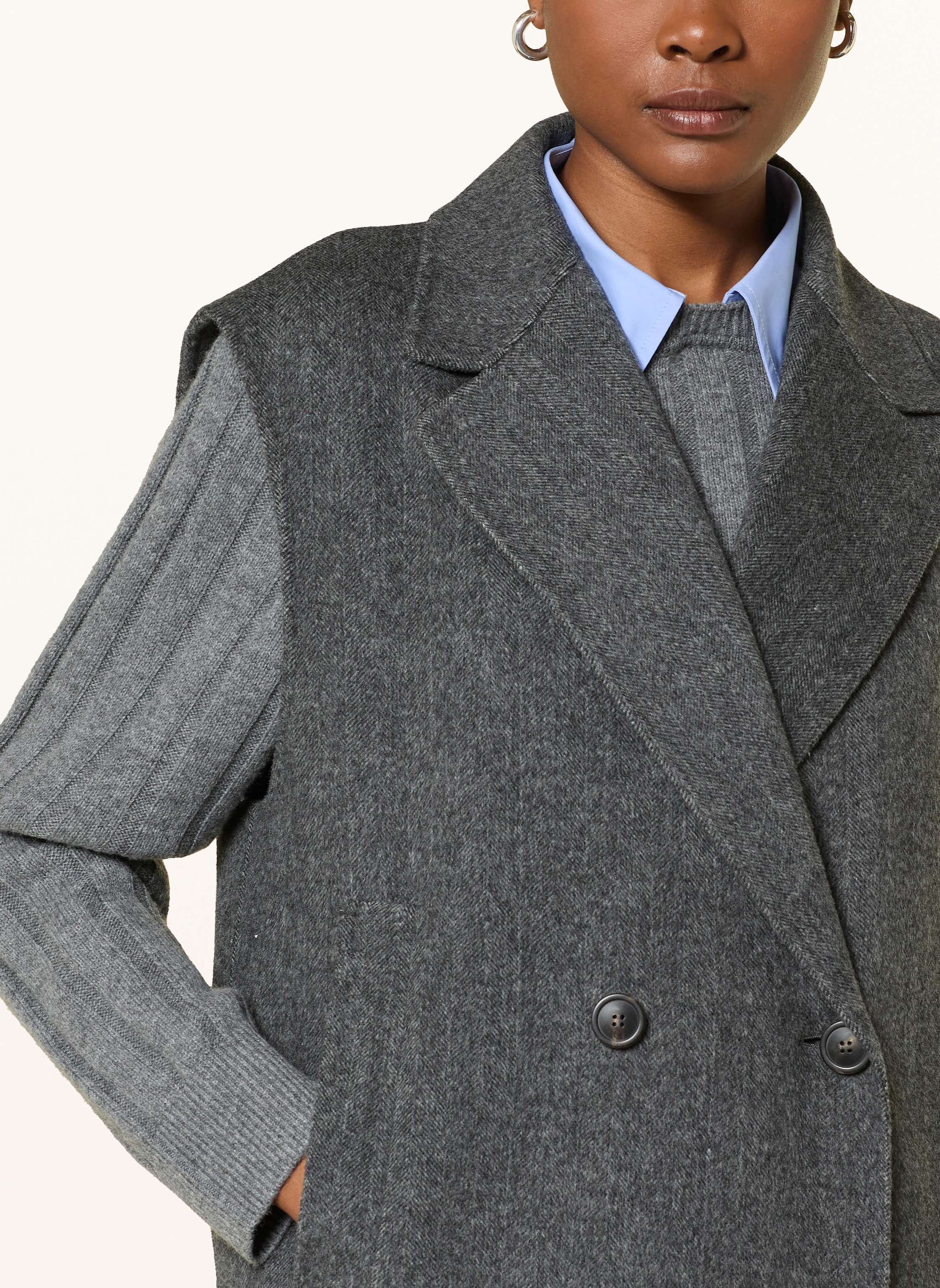 Thumbnail - Weekend Max Mara Wollmantel Sabadel Mit Abnehmbaren Ärmeln grau