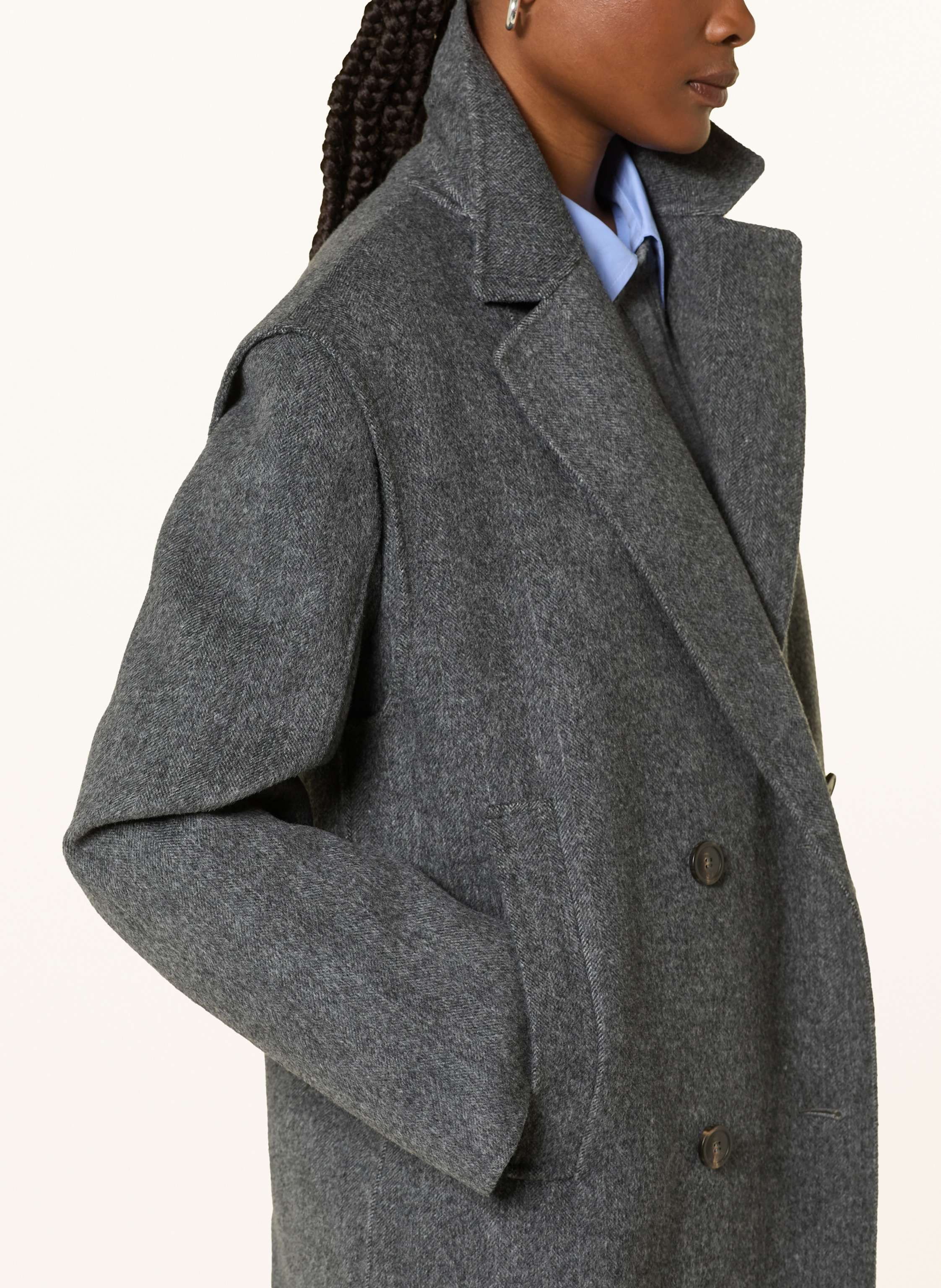 Thumbnail - Weekend Max Mara Wollmantel Sabadel Mit Abnehmbaren Ärmeln grau