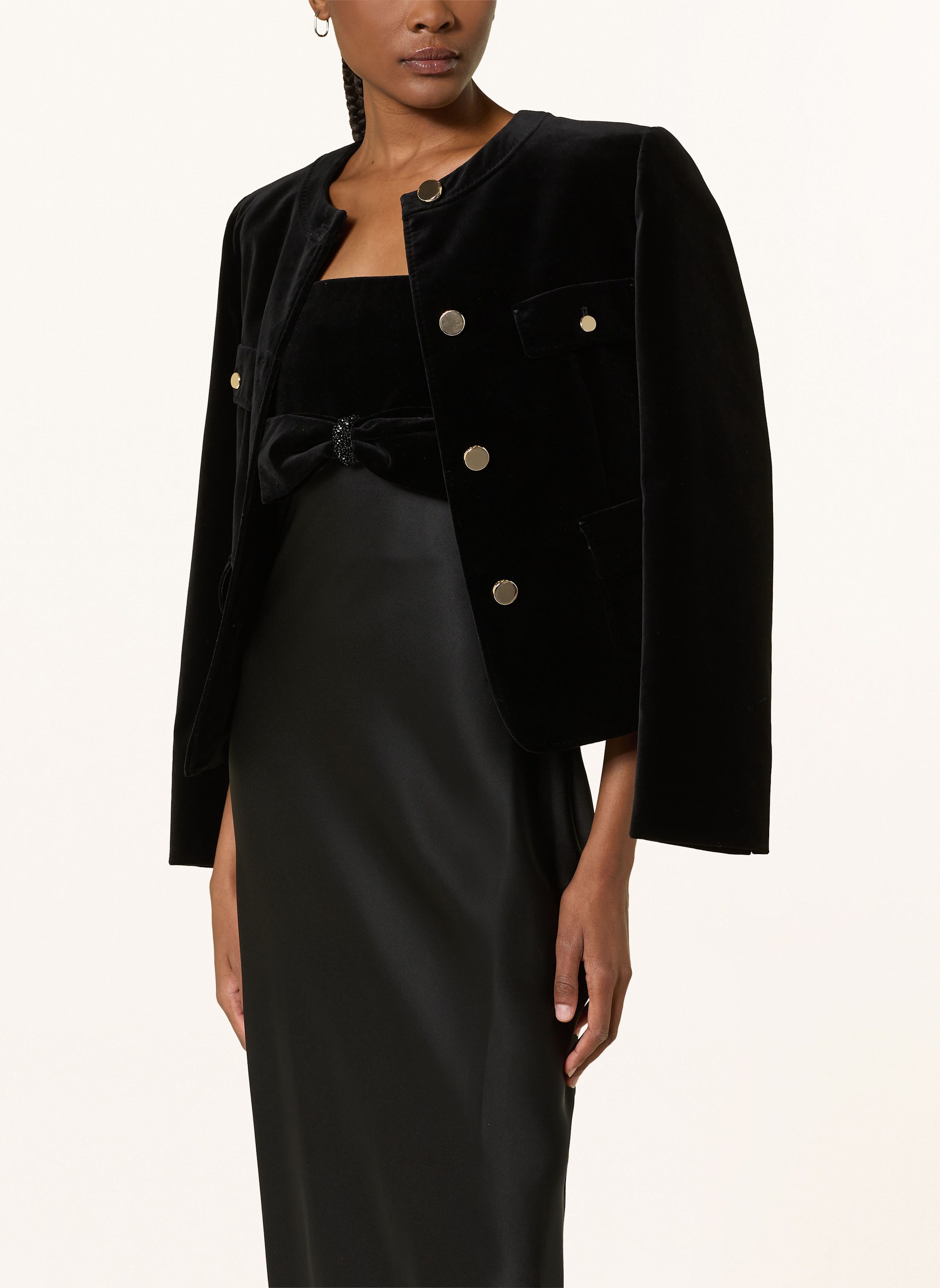 Thumbnail - Max Mara Studio Kastenjacke Ilex Aus Samt schwarz