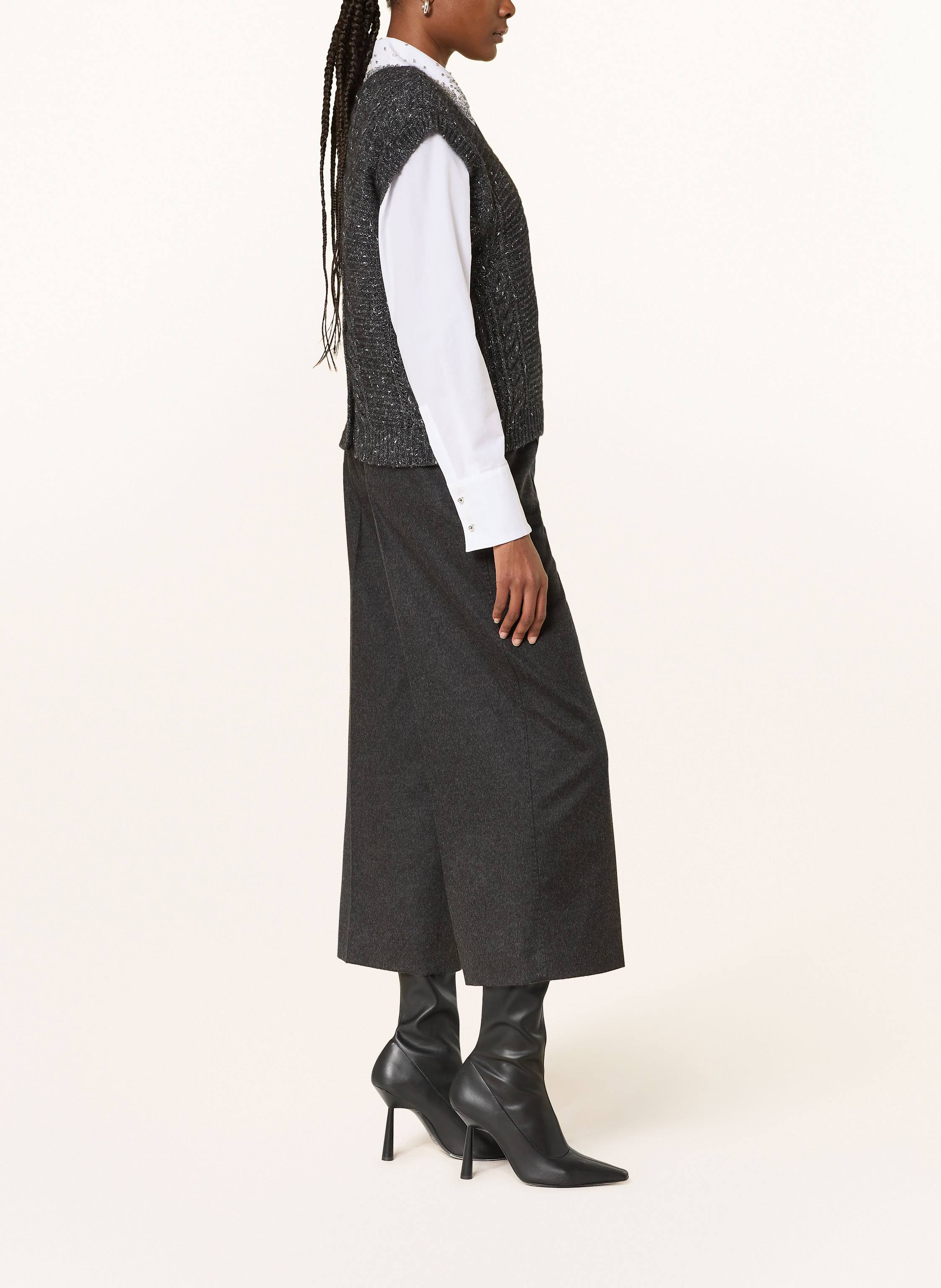 Thumbnail - Max Mara Studio Marlenehose Marengo Aus Flanell grau