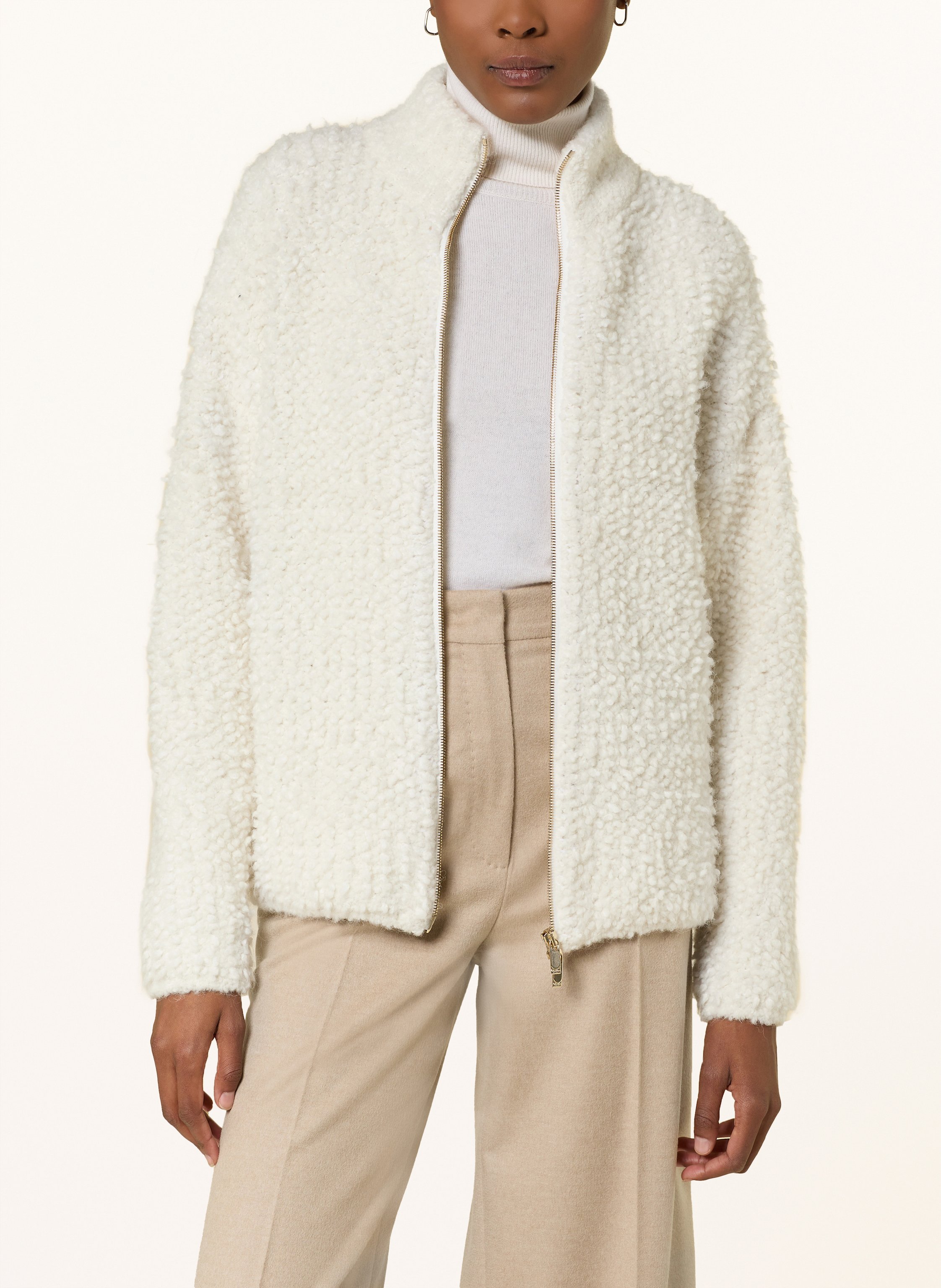 Thumbnail - Max Mara Studio Teddyfell-Jacke Oggetti Mit Alpaka weiss