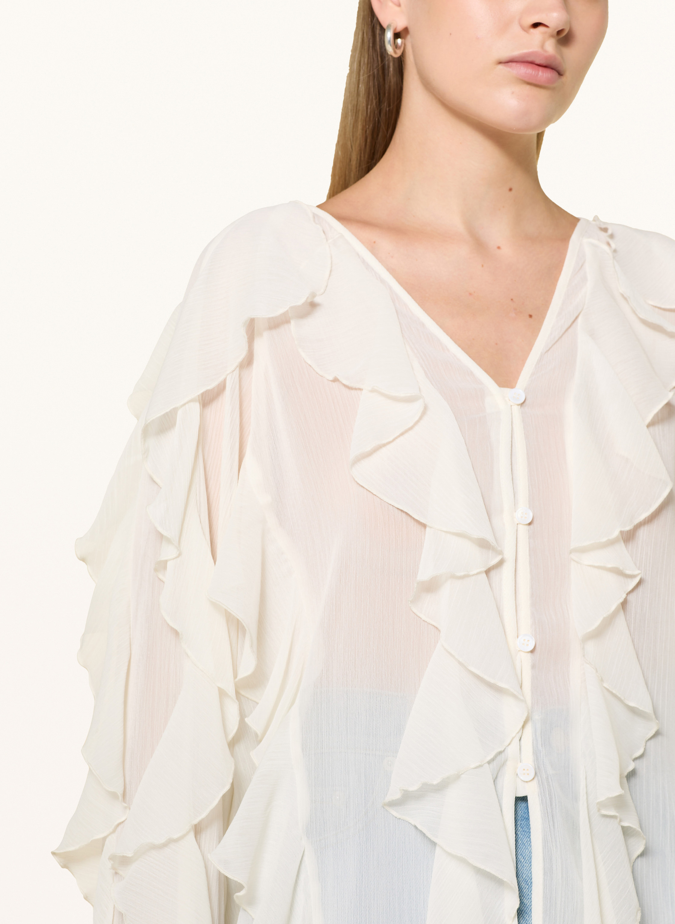 Thumbnail - Darling Harbour Bluse Mit Volants weiss