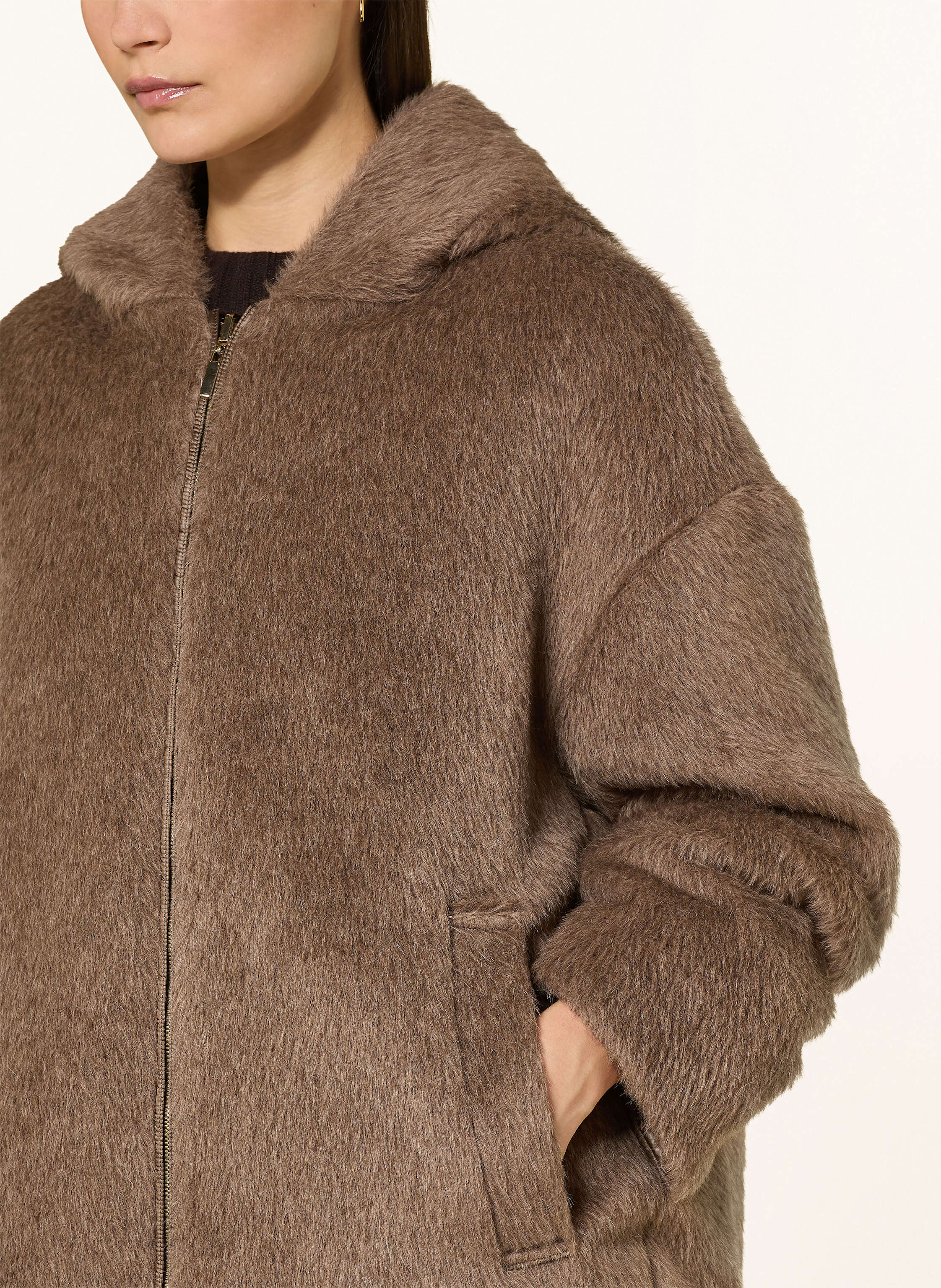 Thumbnail - Max Mara The Cube Daunenmantel Spacefe Zum Wenden Mit Alpaka Und Kunstfell braun