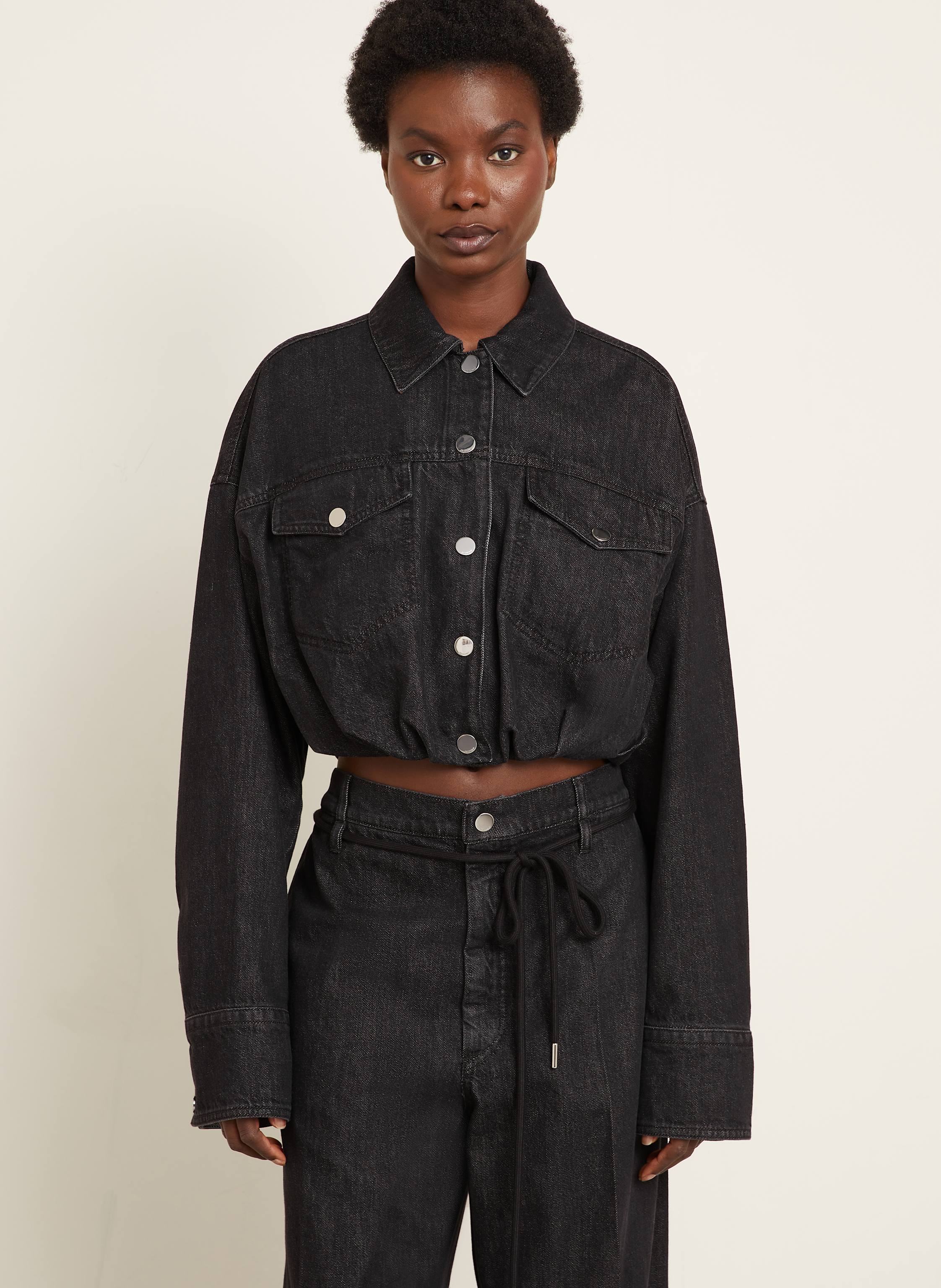 Thumbnail - Sportmax Cropped-Jeansjacke Sondrio schwarz