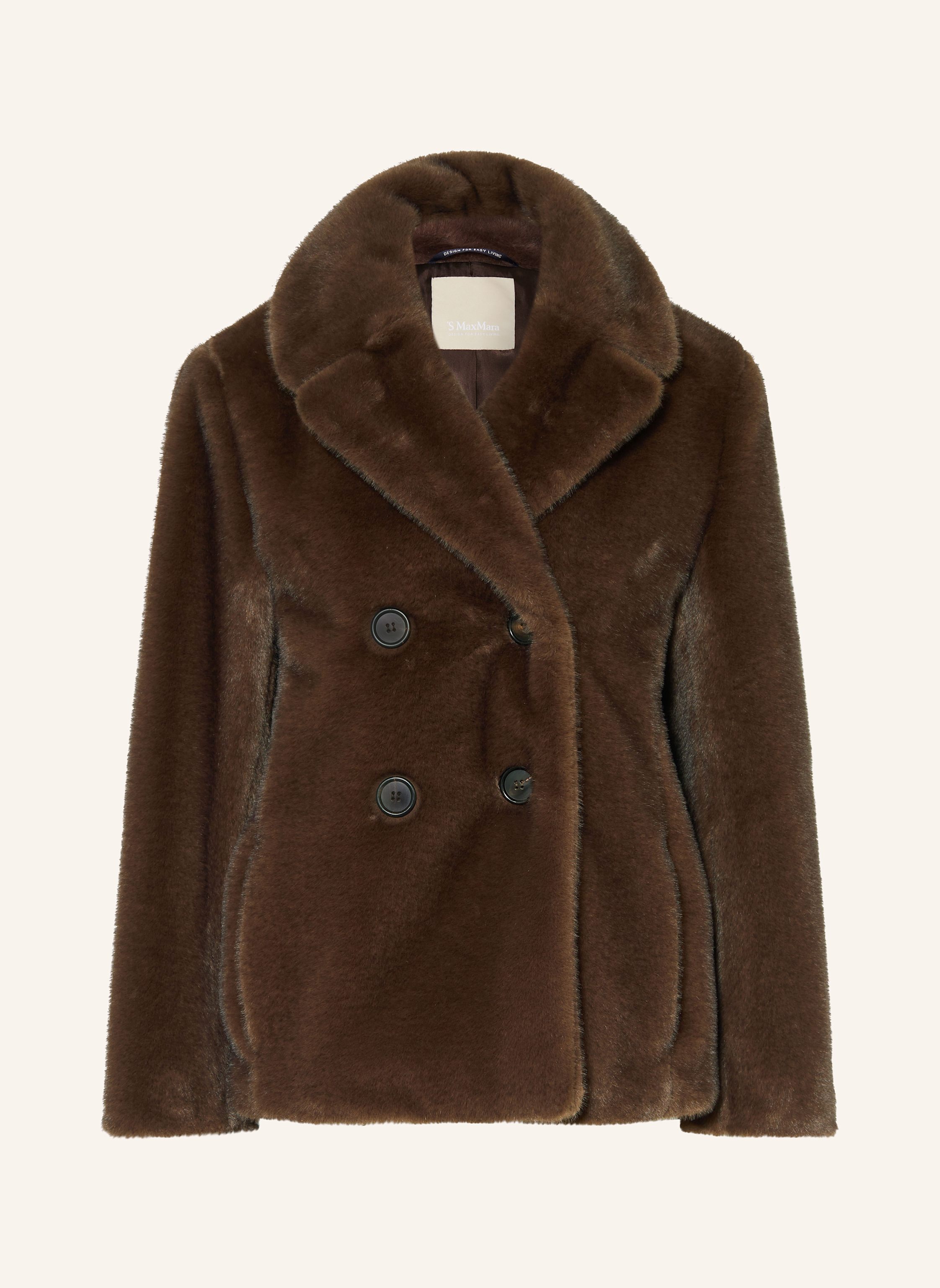 S Max Mara LAURA faux fur jacket in dark brown